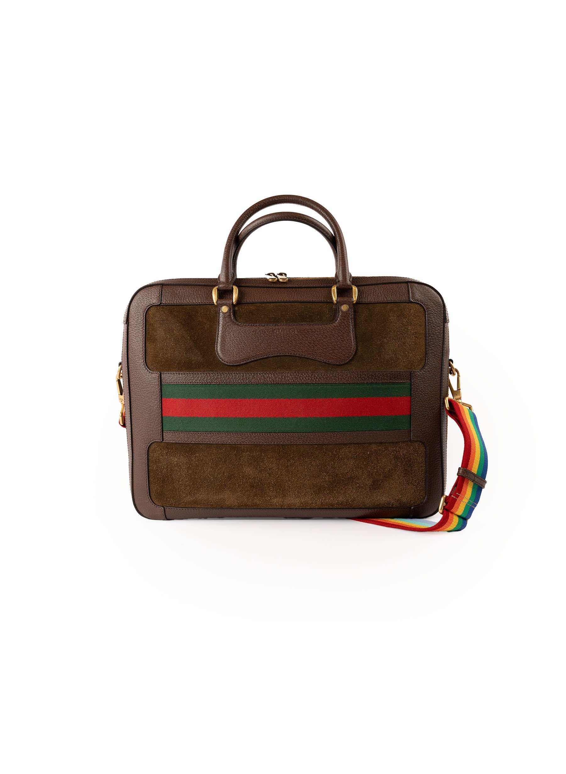 Gucci Rainbow Web Briefcase GG Coated Canvas