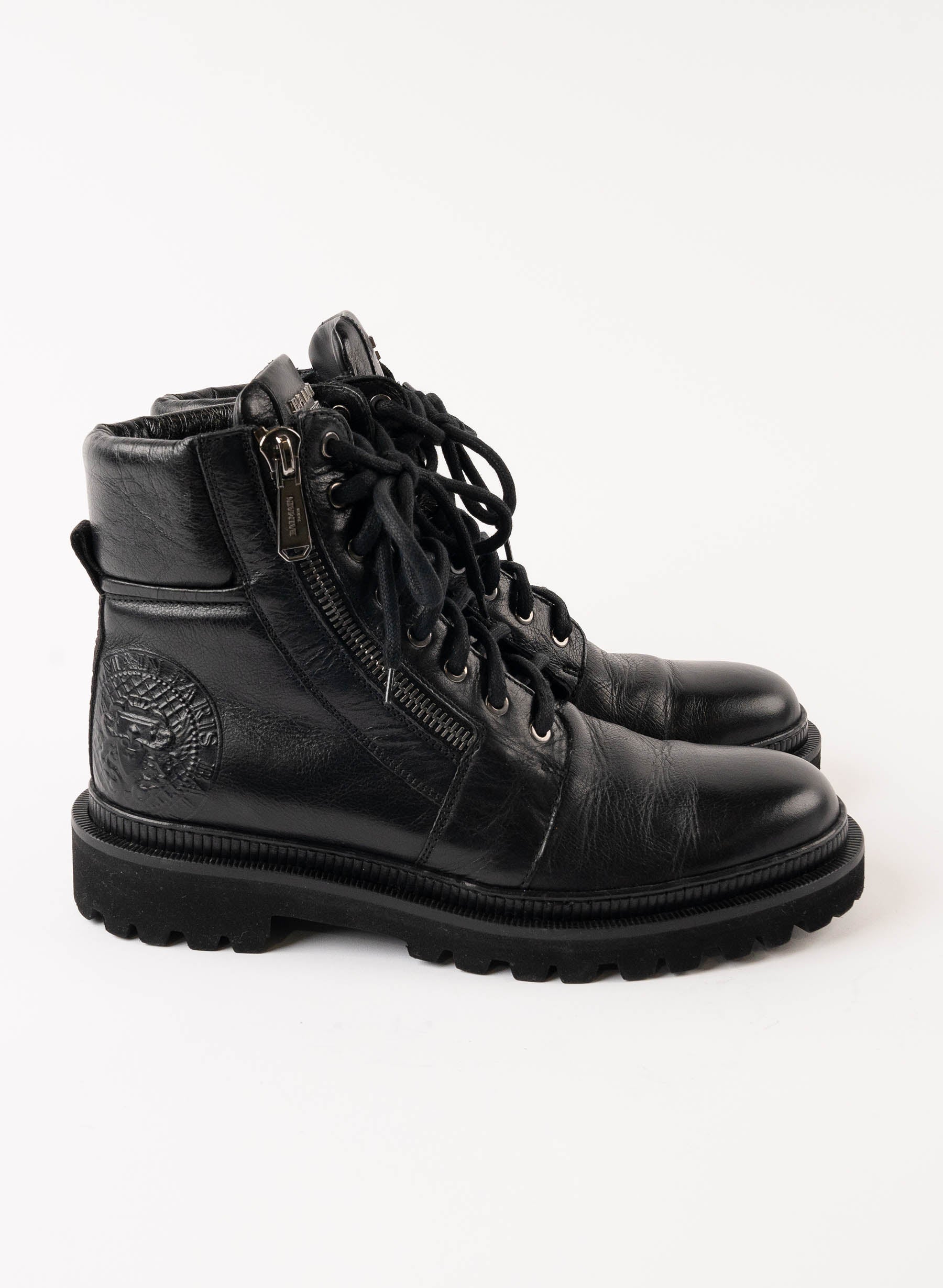 Bottes de combat en cuir à logo Balmain Army Ranger en relief