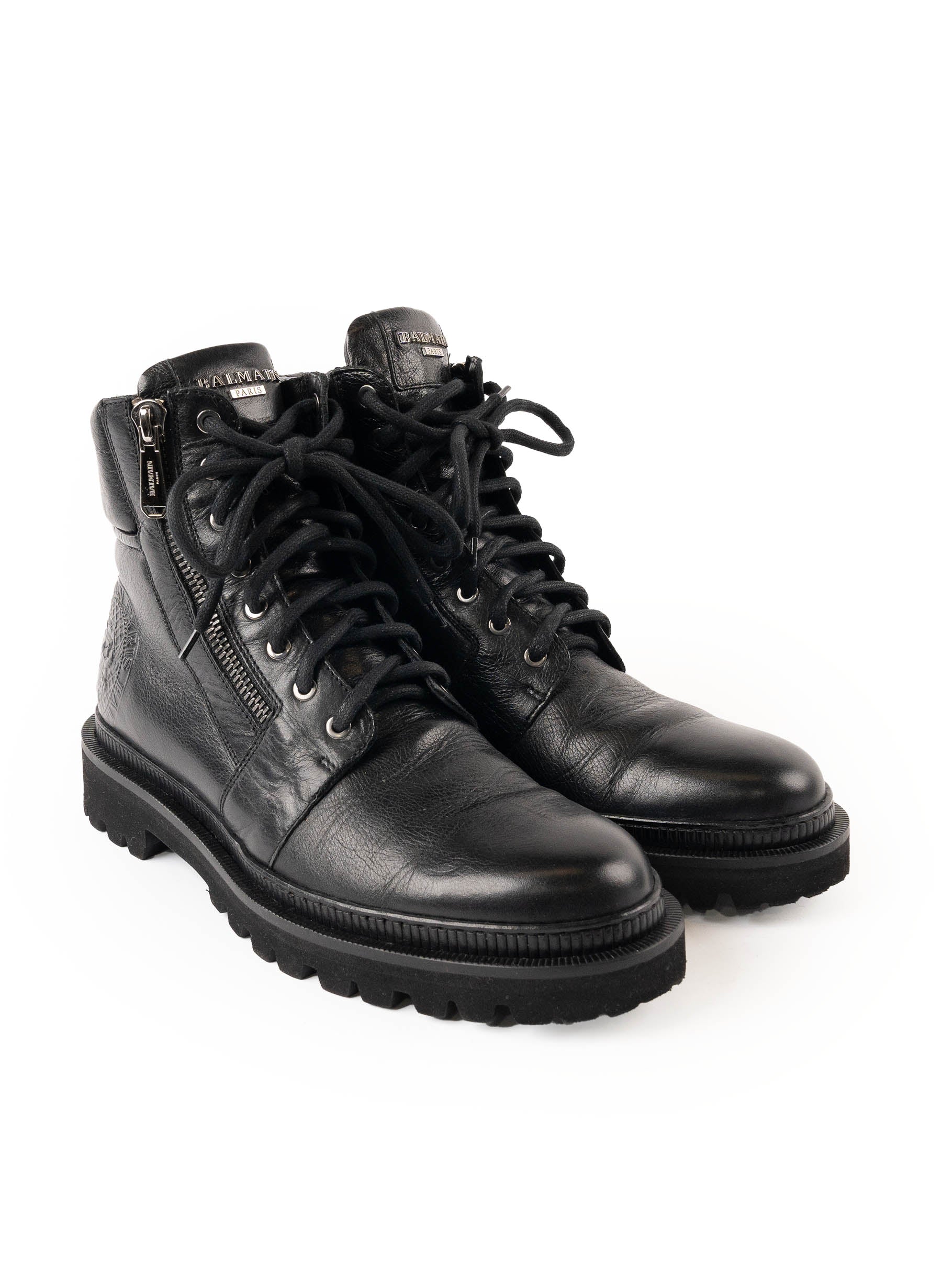Bottes de combat en cuir à logo Balmain Army Ranger en relief