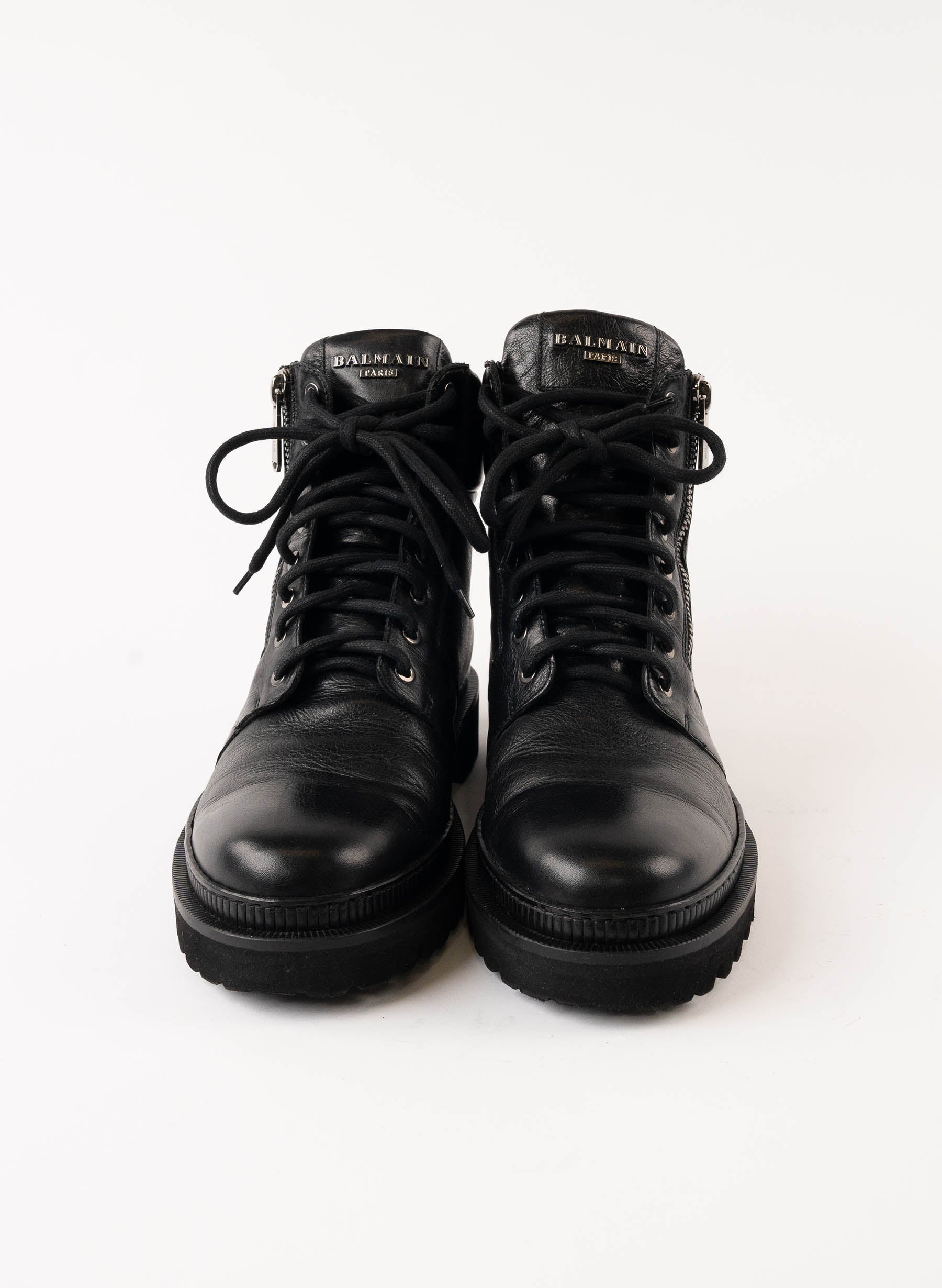 Bottes de combat en cuir à logo Balmain Army Ranger en relief