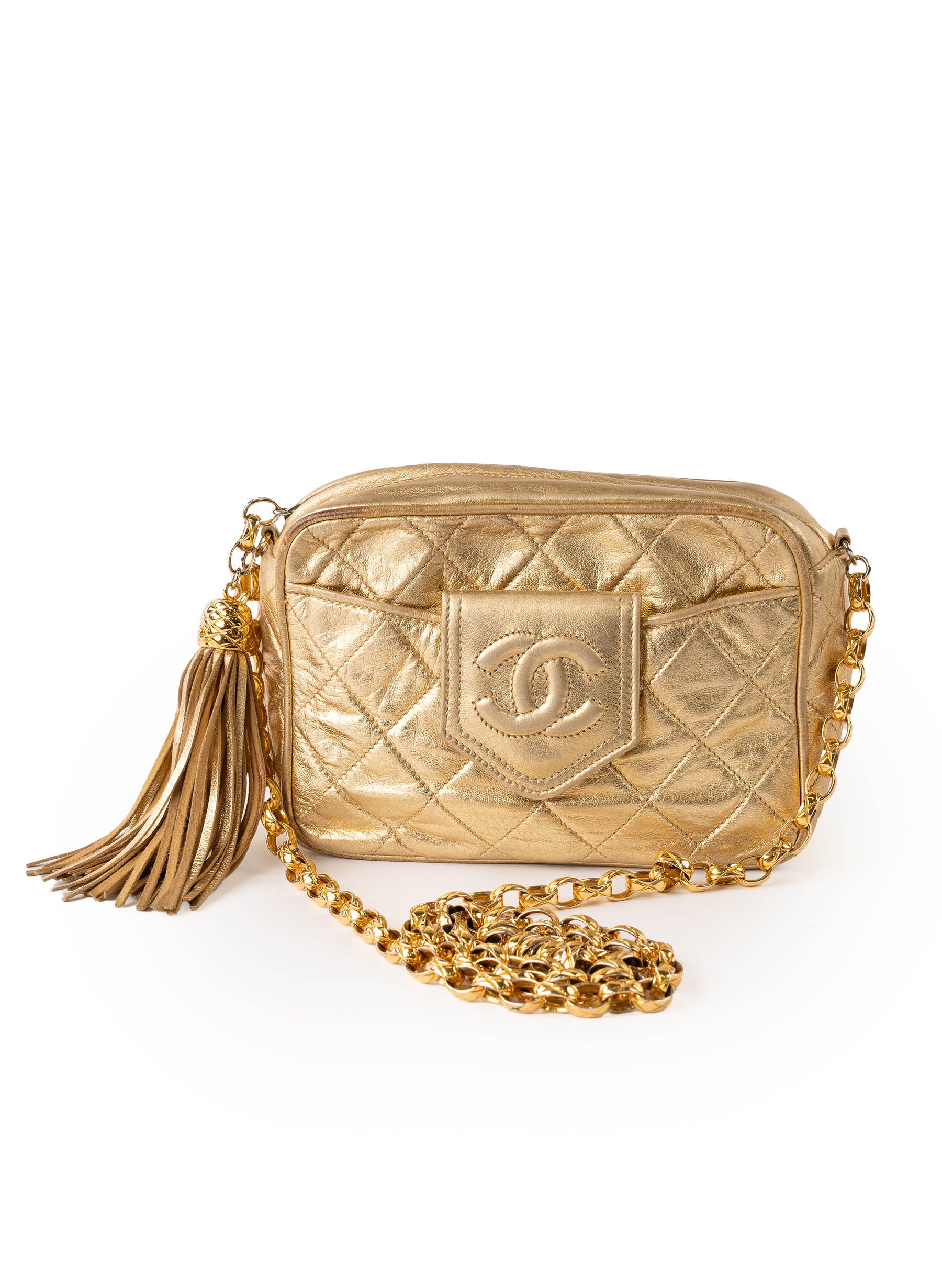 Sac à caméra Chanel Vintage CC à pompon