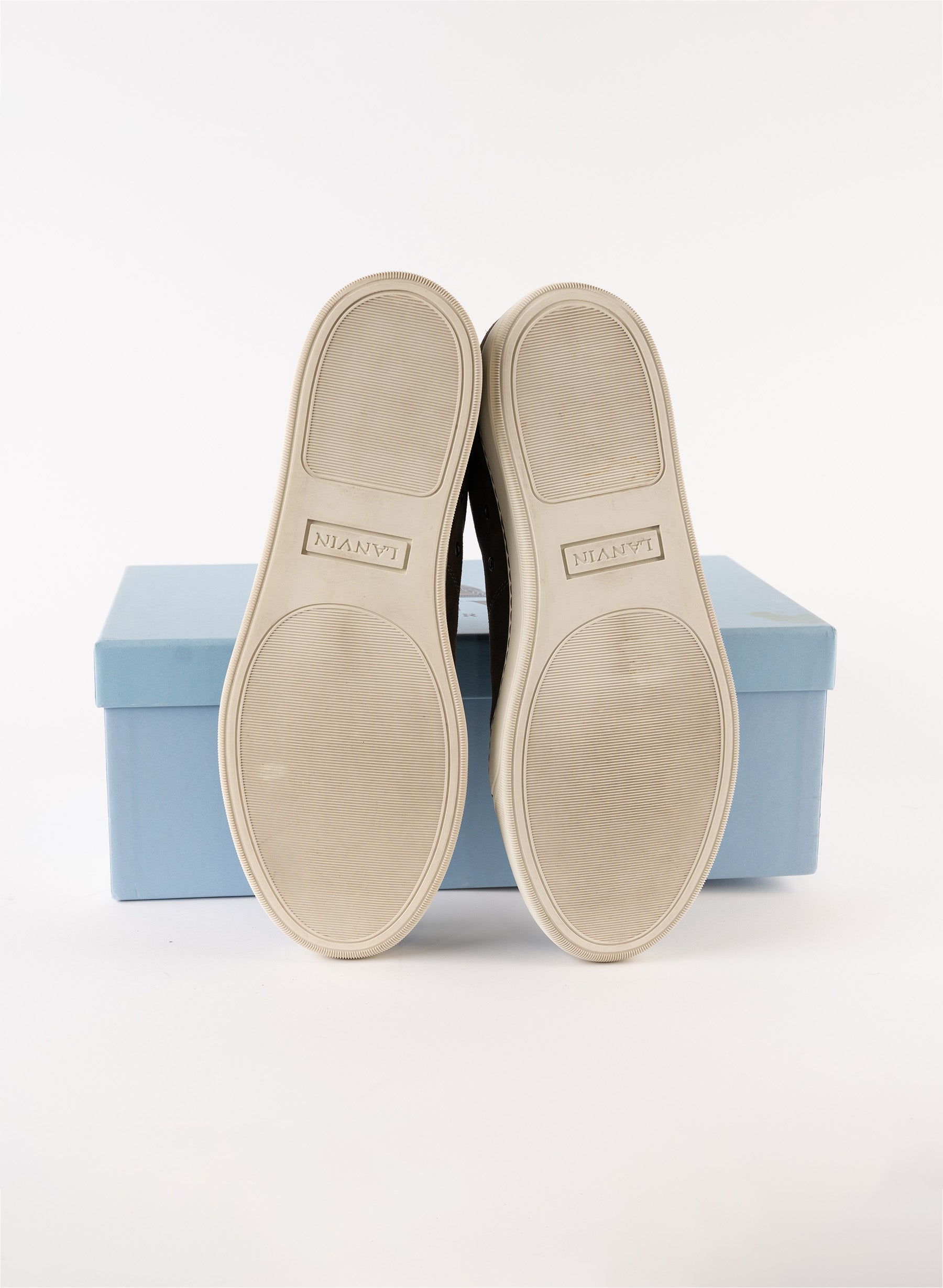 Baskets basses Lanvin en cuir verni et daim