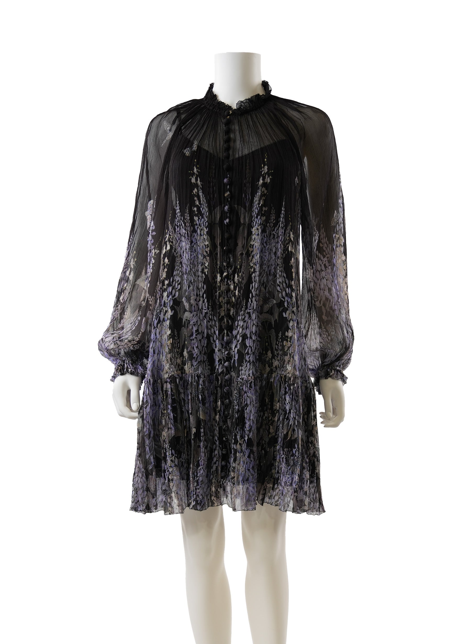 Robe Zimmermann en crêpe de soie à imprimé floral froncé