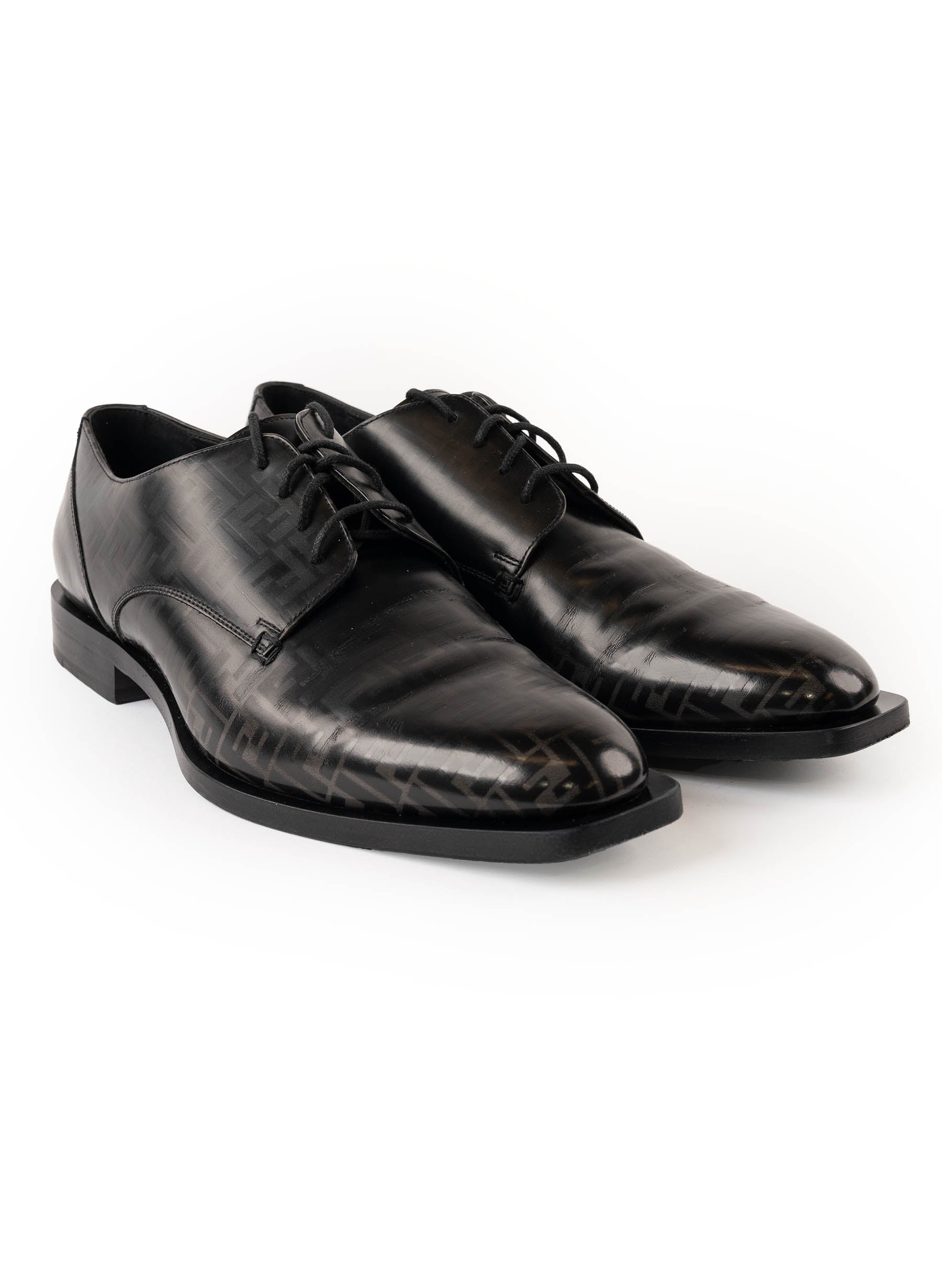 Chaussures Derby en cuir à imprimé FF Fendi