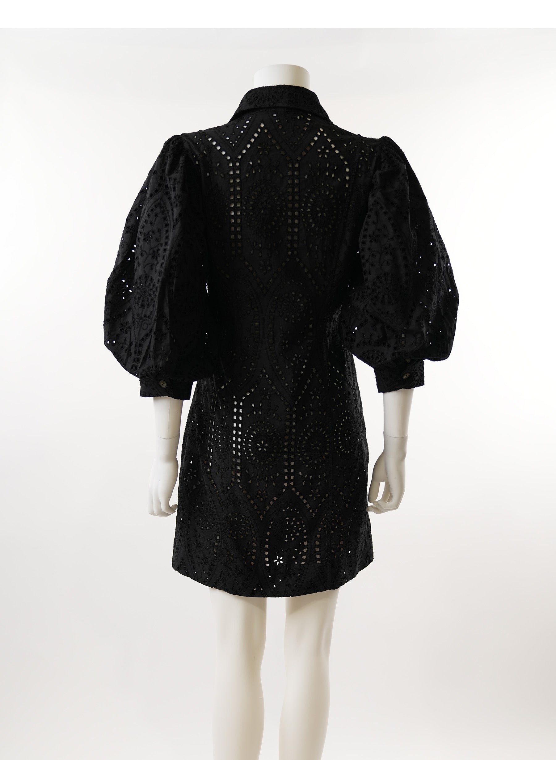 Mini-robe en broderie anglaise à manches ballon Ganni