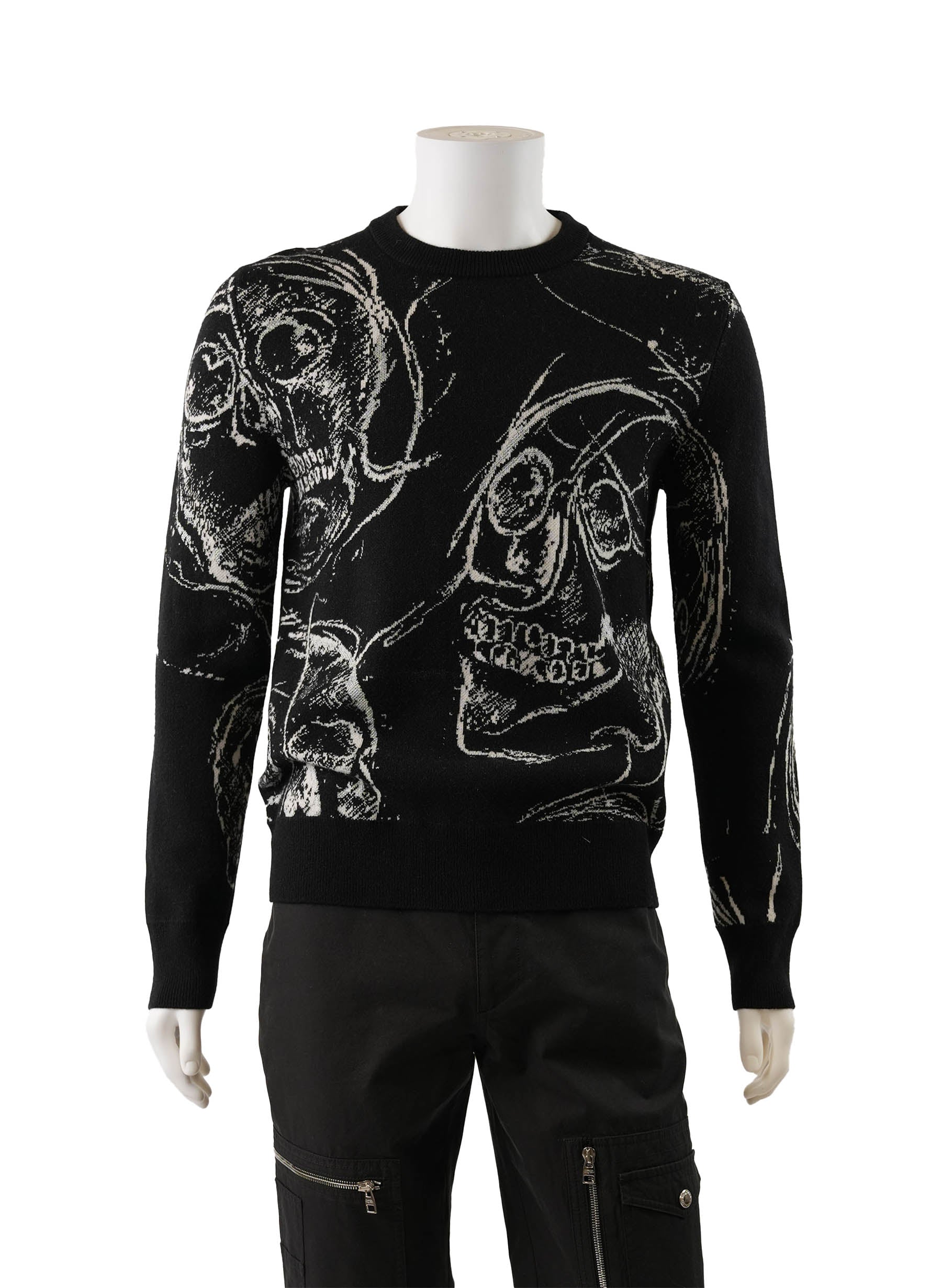 Pull col rond à imprimé tête de mort Alexander McQueen