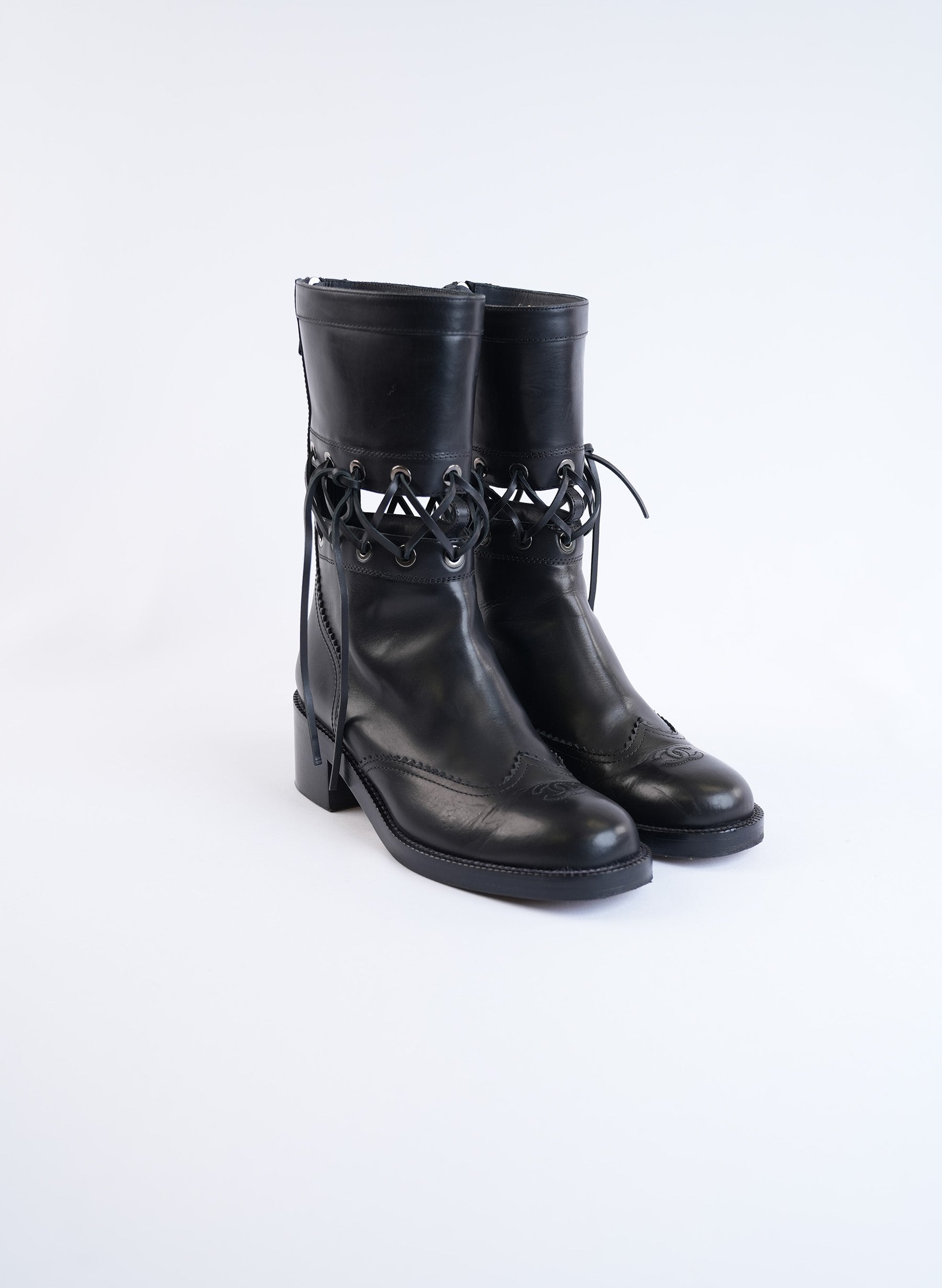 Chanel Black Leather Boots