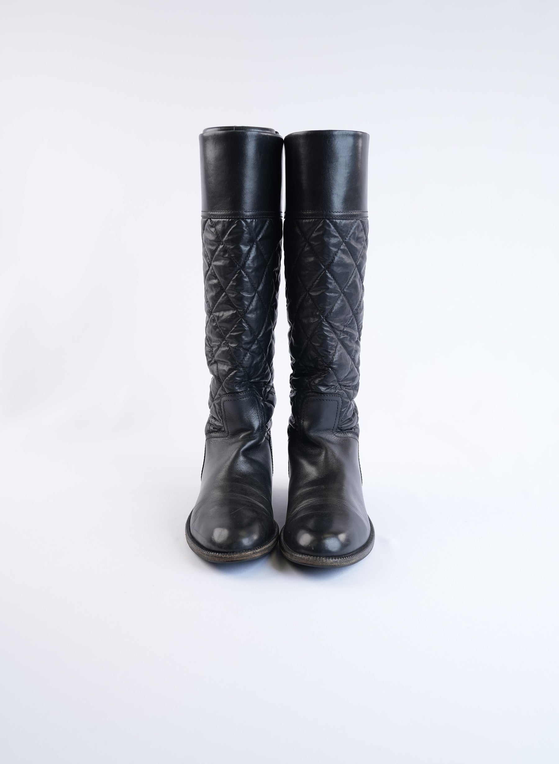 Chanel Tall Black Leather Boots