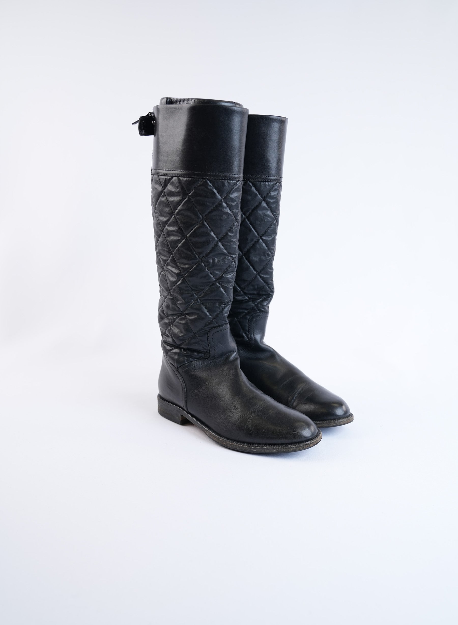 Chanel Tall Black Leather Boots