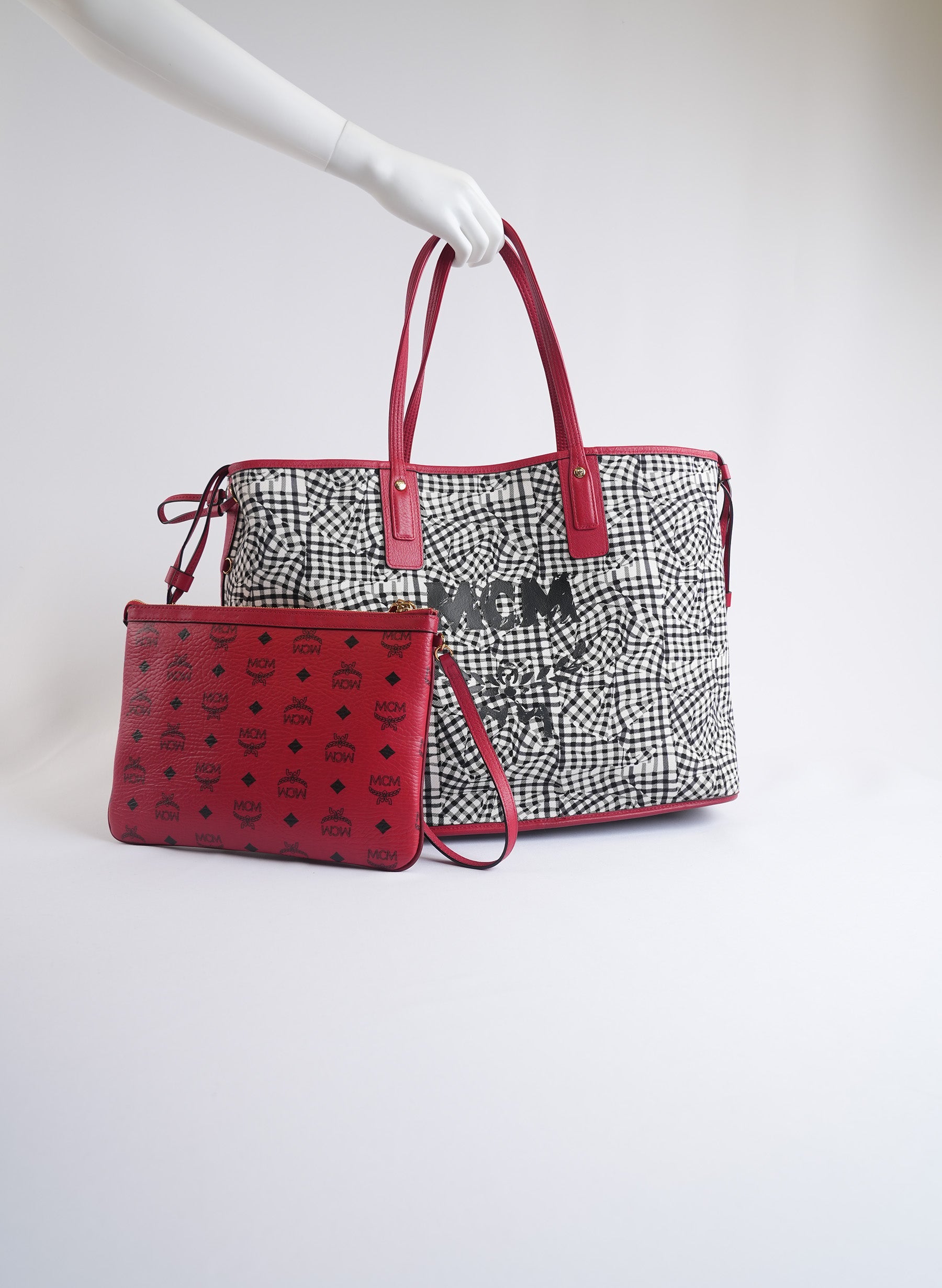 MCM Reversible Red Liz Shopper Bag