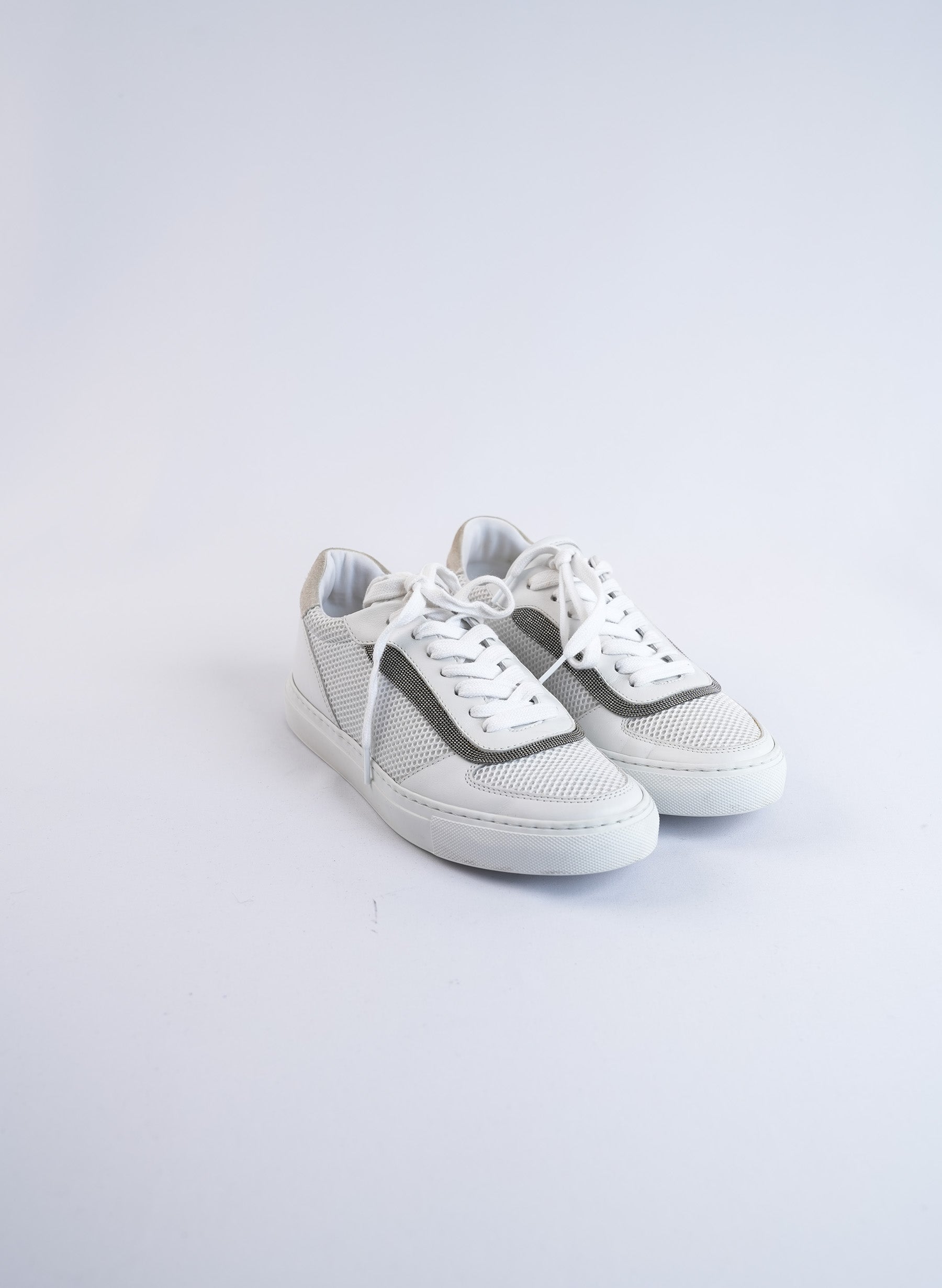 Brunello Cucinelli Leather And Mesh Sneakers