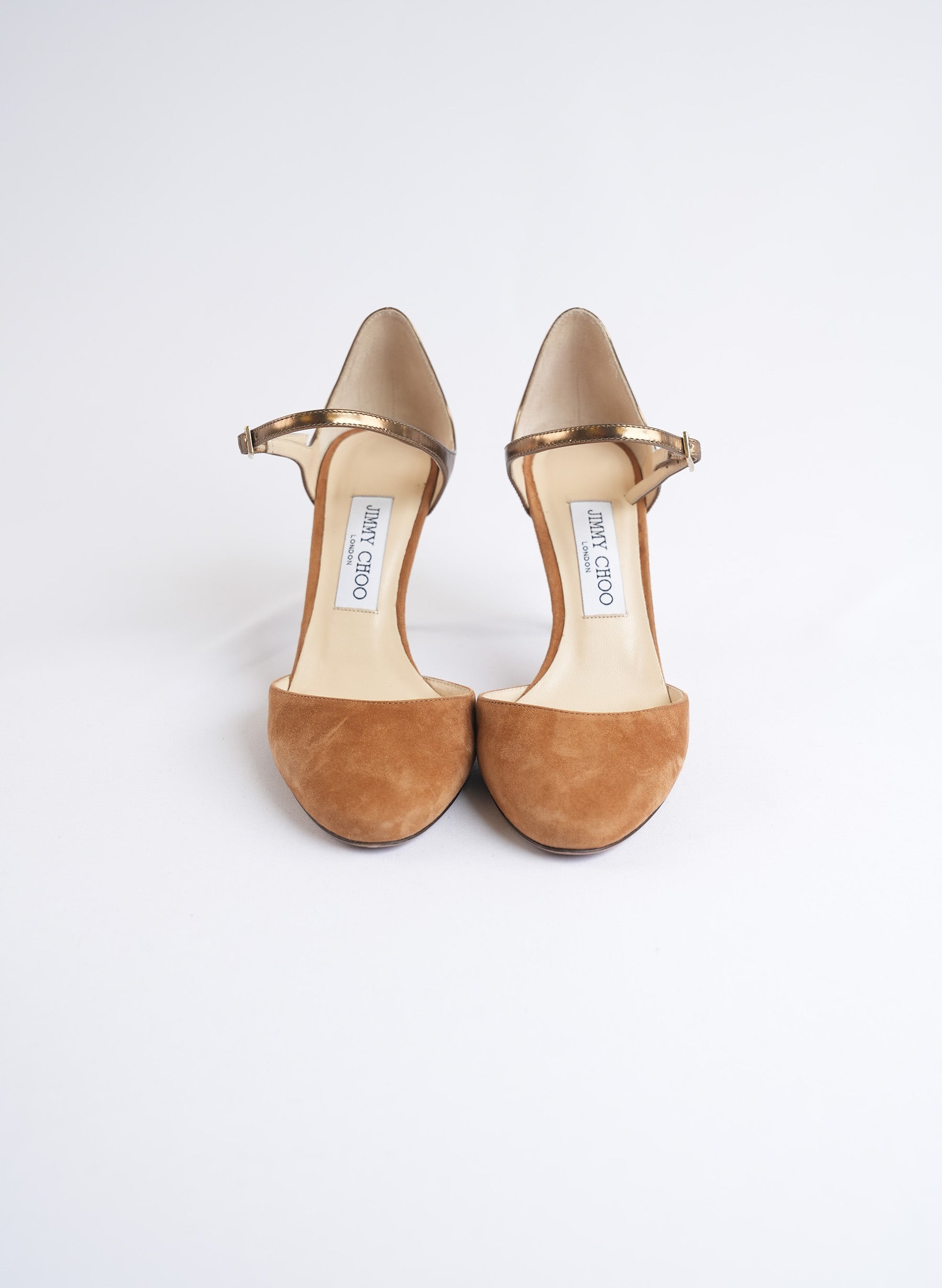 Escarpins Jimmy Choo Marny 85 en daim et cuir effet miroir