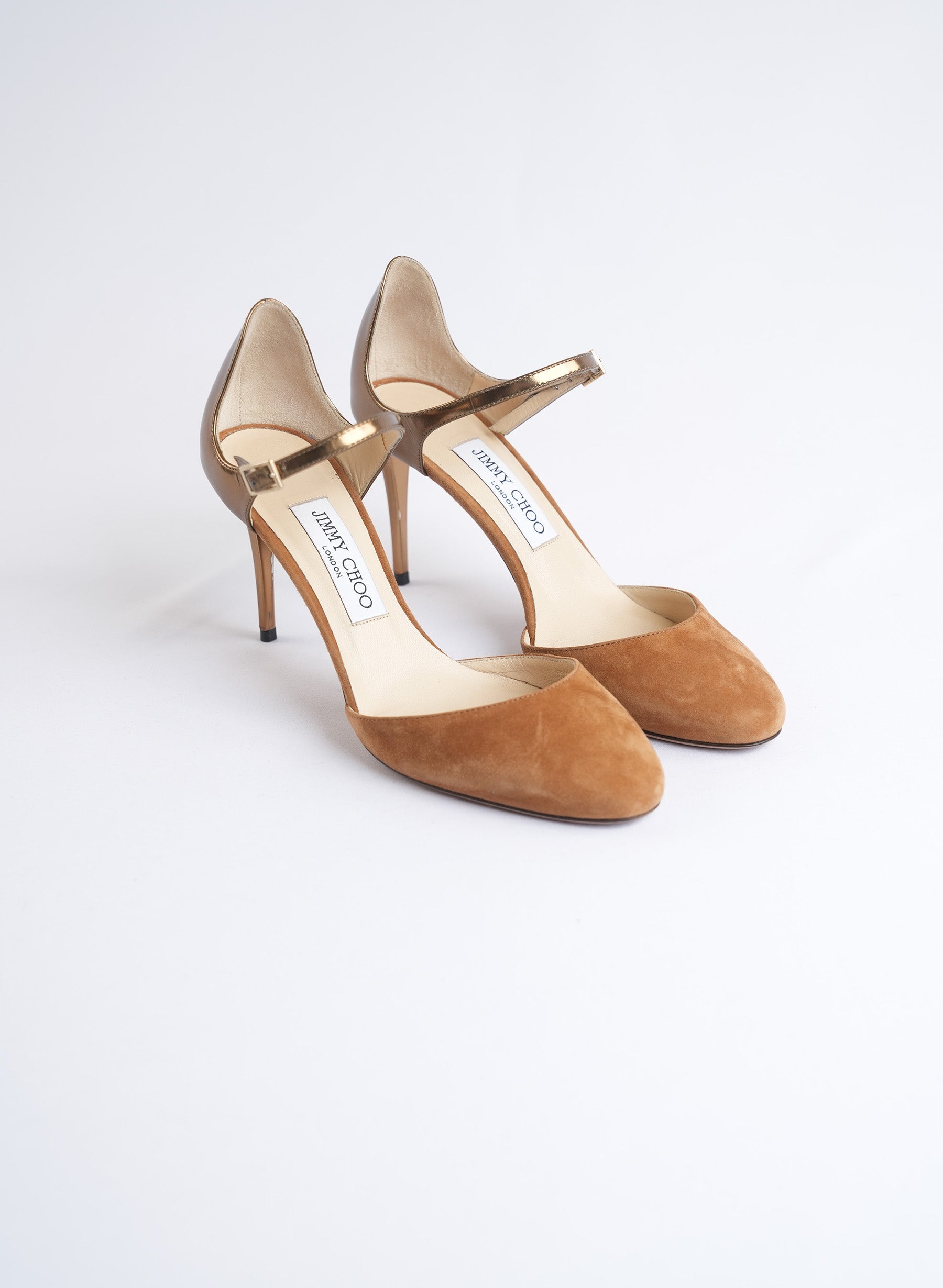 Escarpins Jimmy Choo Marny 85 en daim et cuir effet miroir