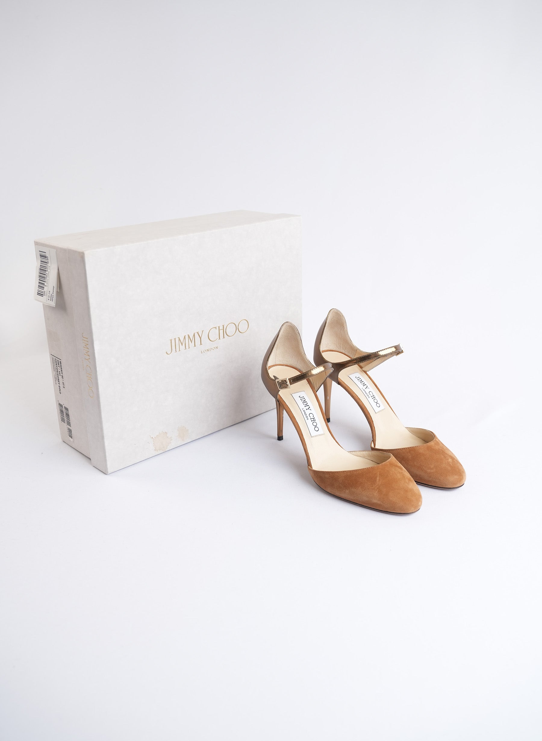 Escarpins Jimmy Choo Marny 85 en daim et cuir effet miroir