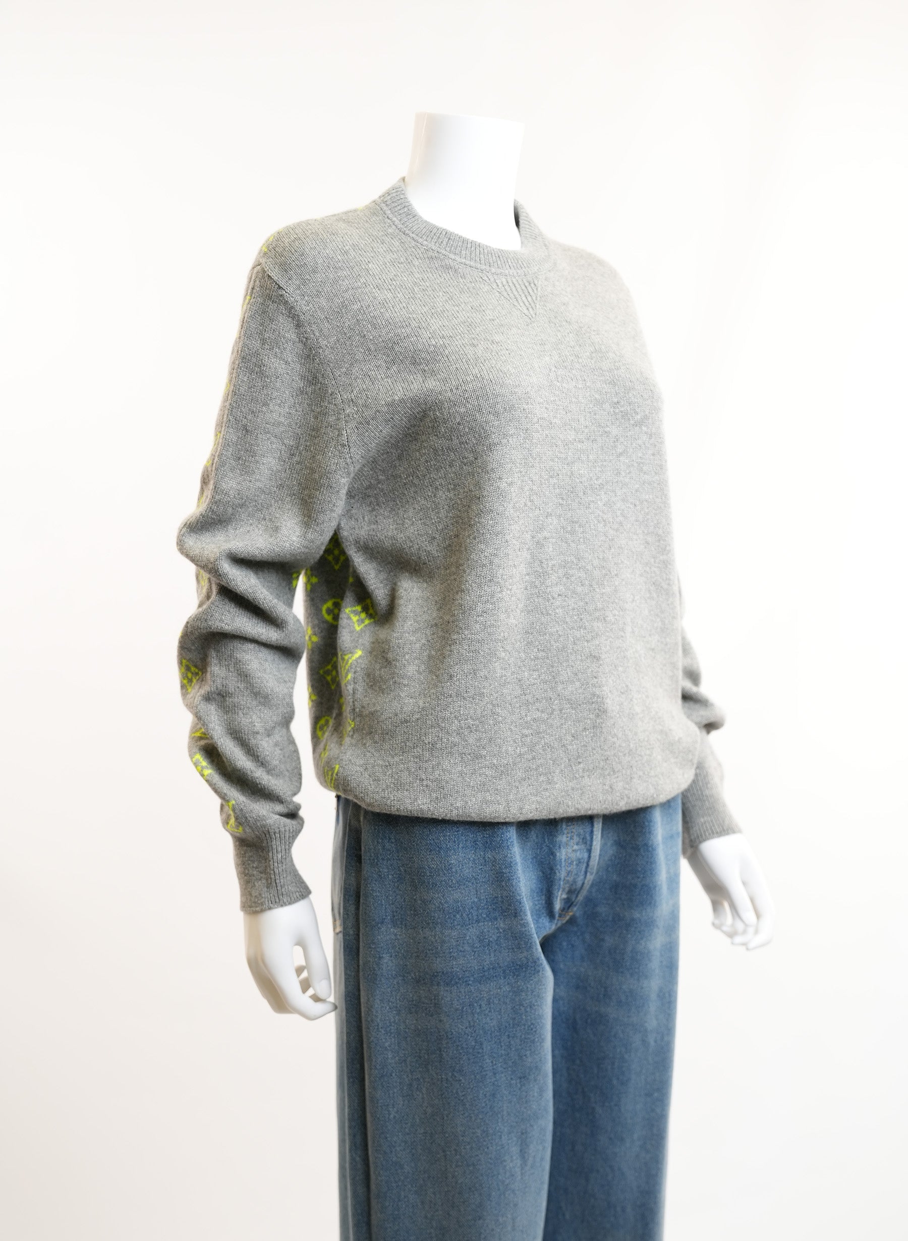Louis Vuitton Grey Monogram Brushed Knit Sweater