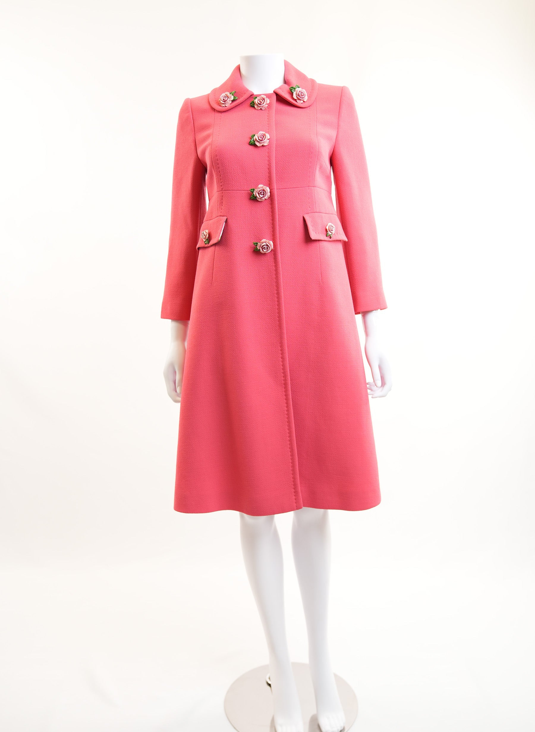 Dolce & Gabbana Wool Coral Long Coat