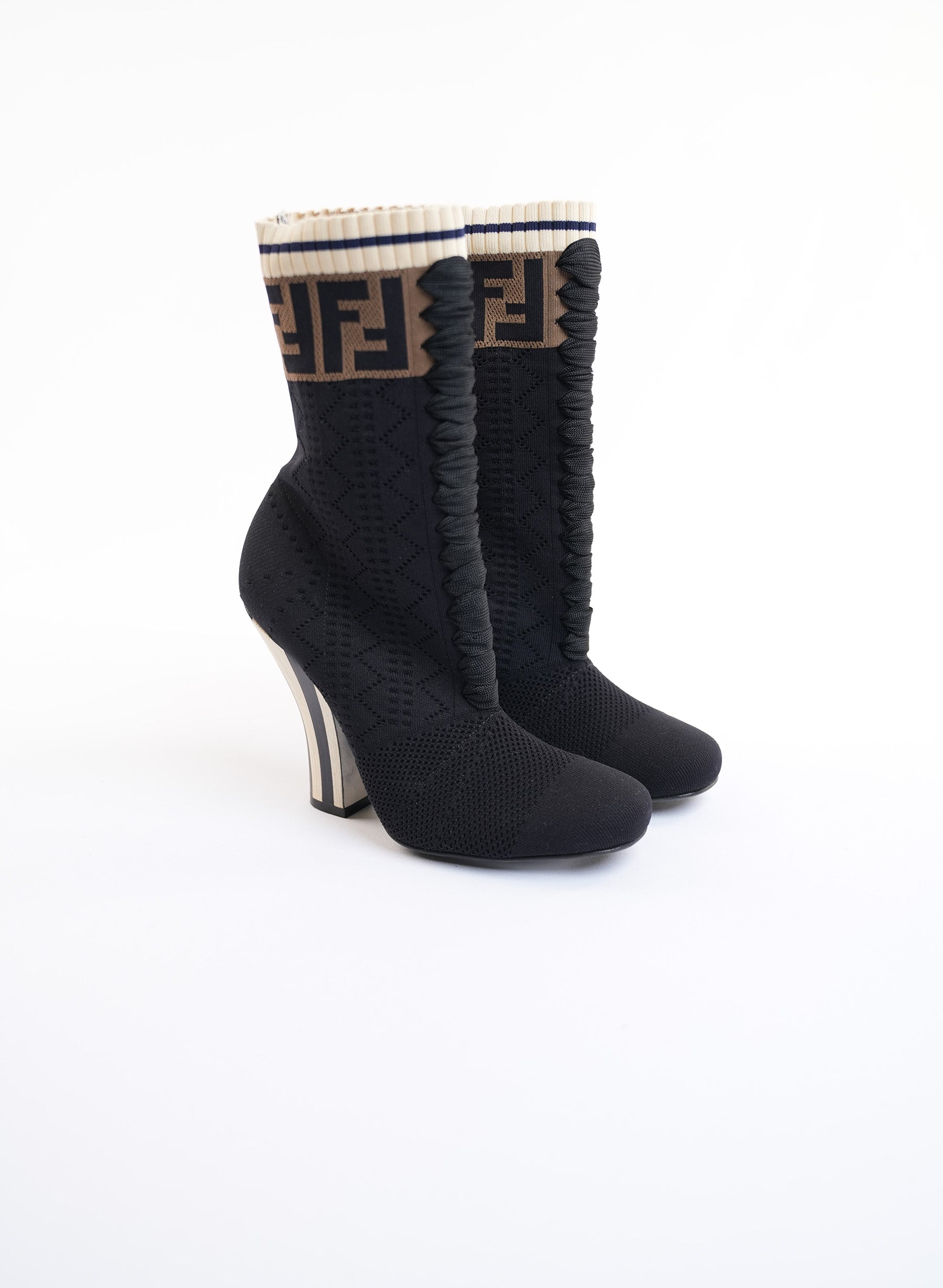 Fendi Rockoko Knit Sock Ankle Boots
