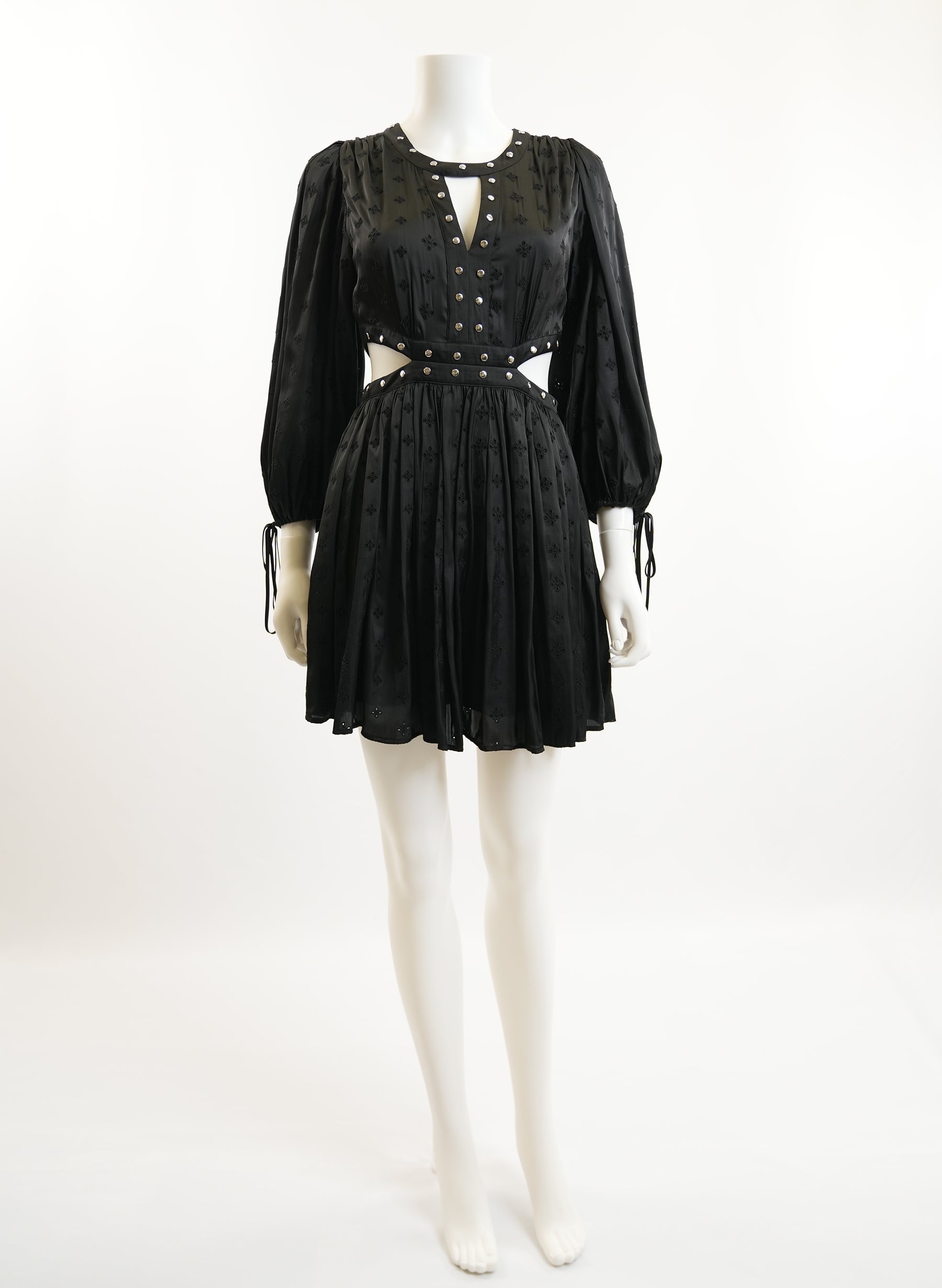 Maje Cutout Studded Satin Mini Dress