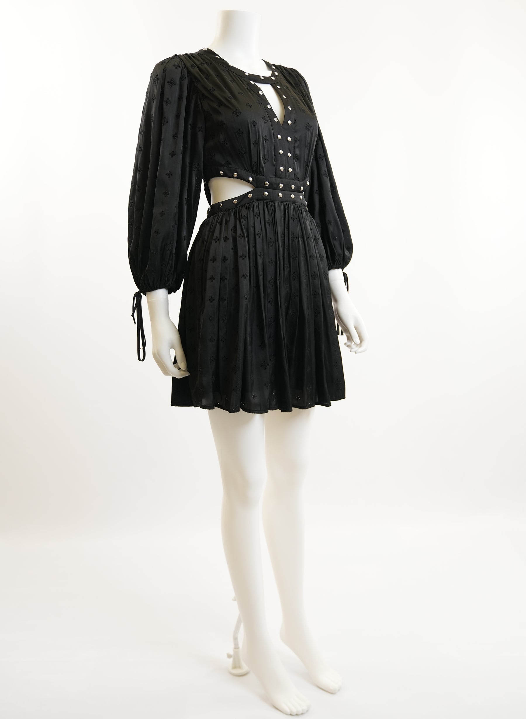 Maje Cutout Studded Satin Mini Dress