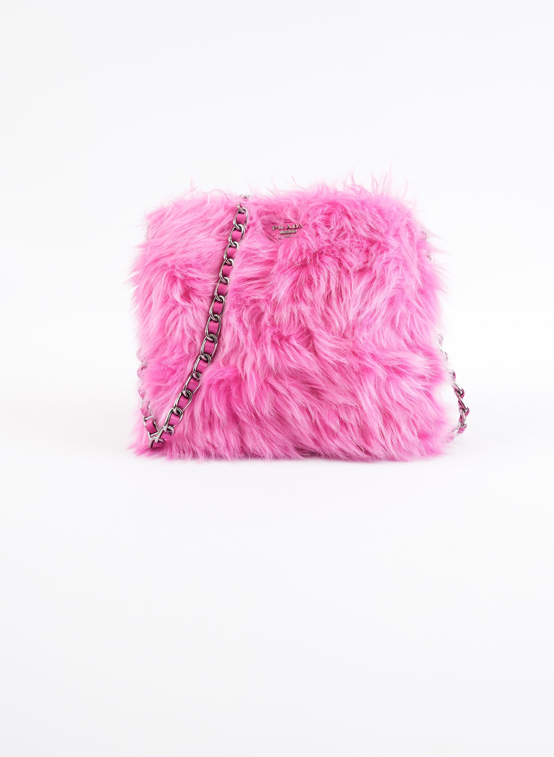 Sac bandoulière Prada en fourrure rose