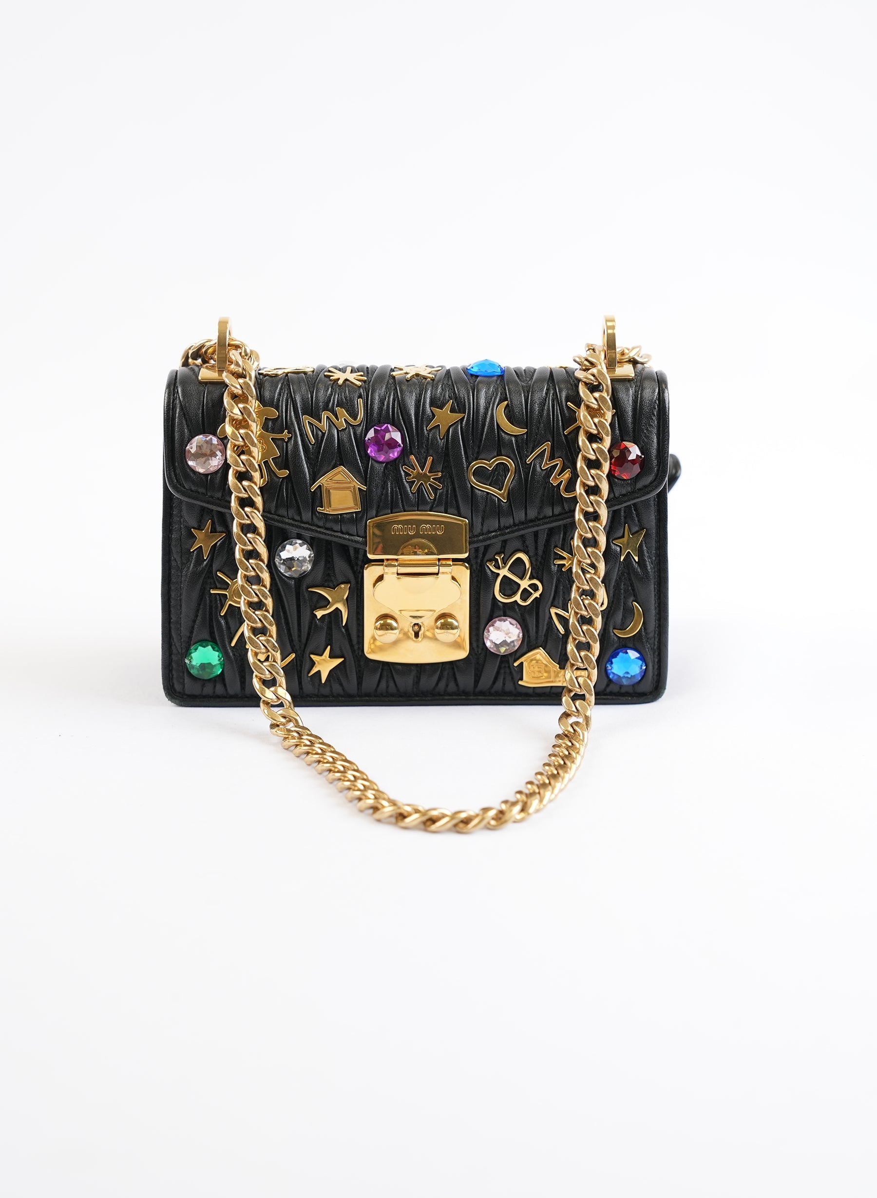 Sac bandoulière Miu Miu en cuir orné