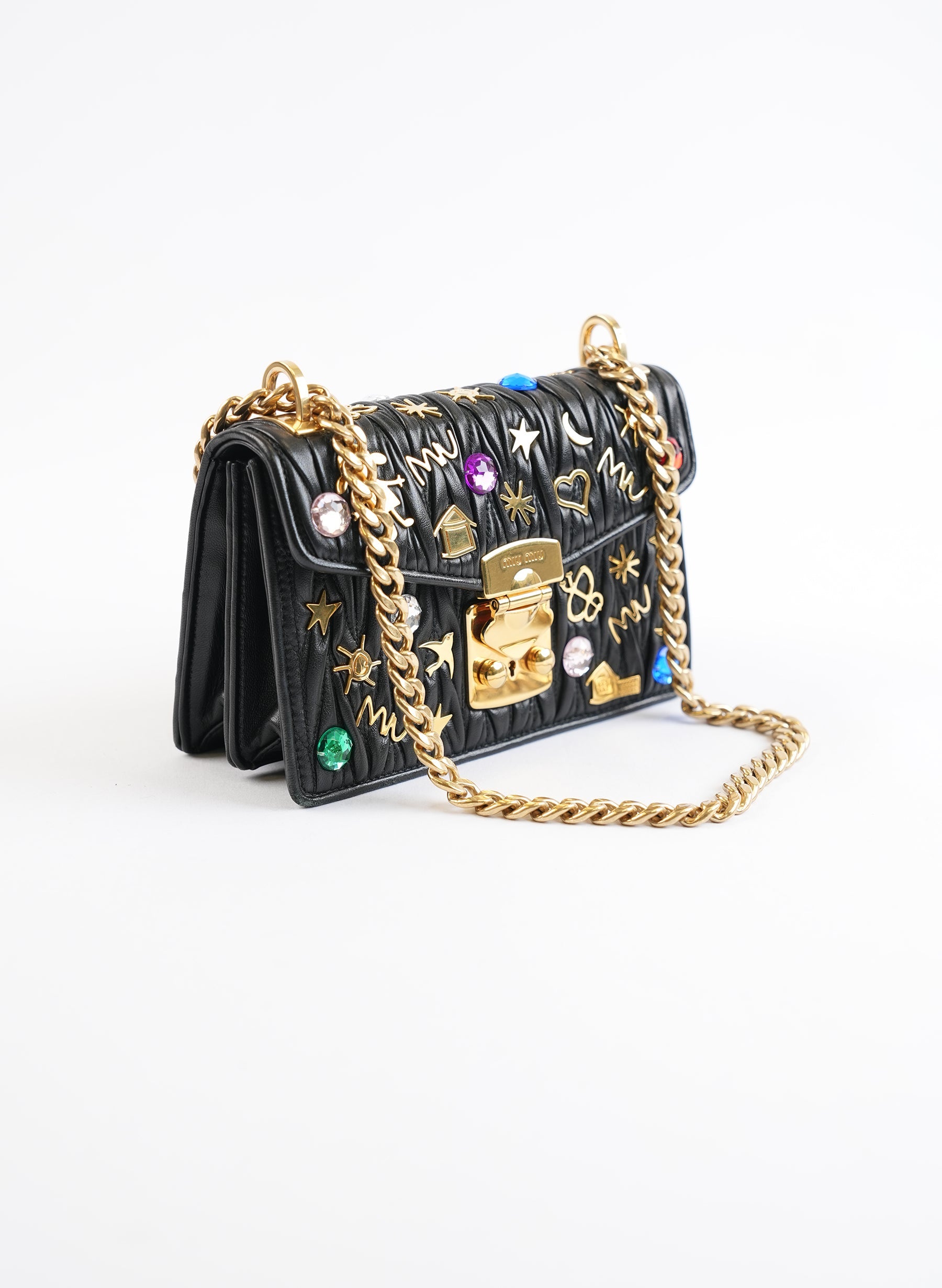 Sac bandoulière Miu Miu en cuir orné