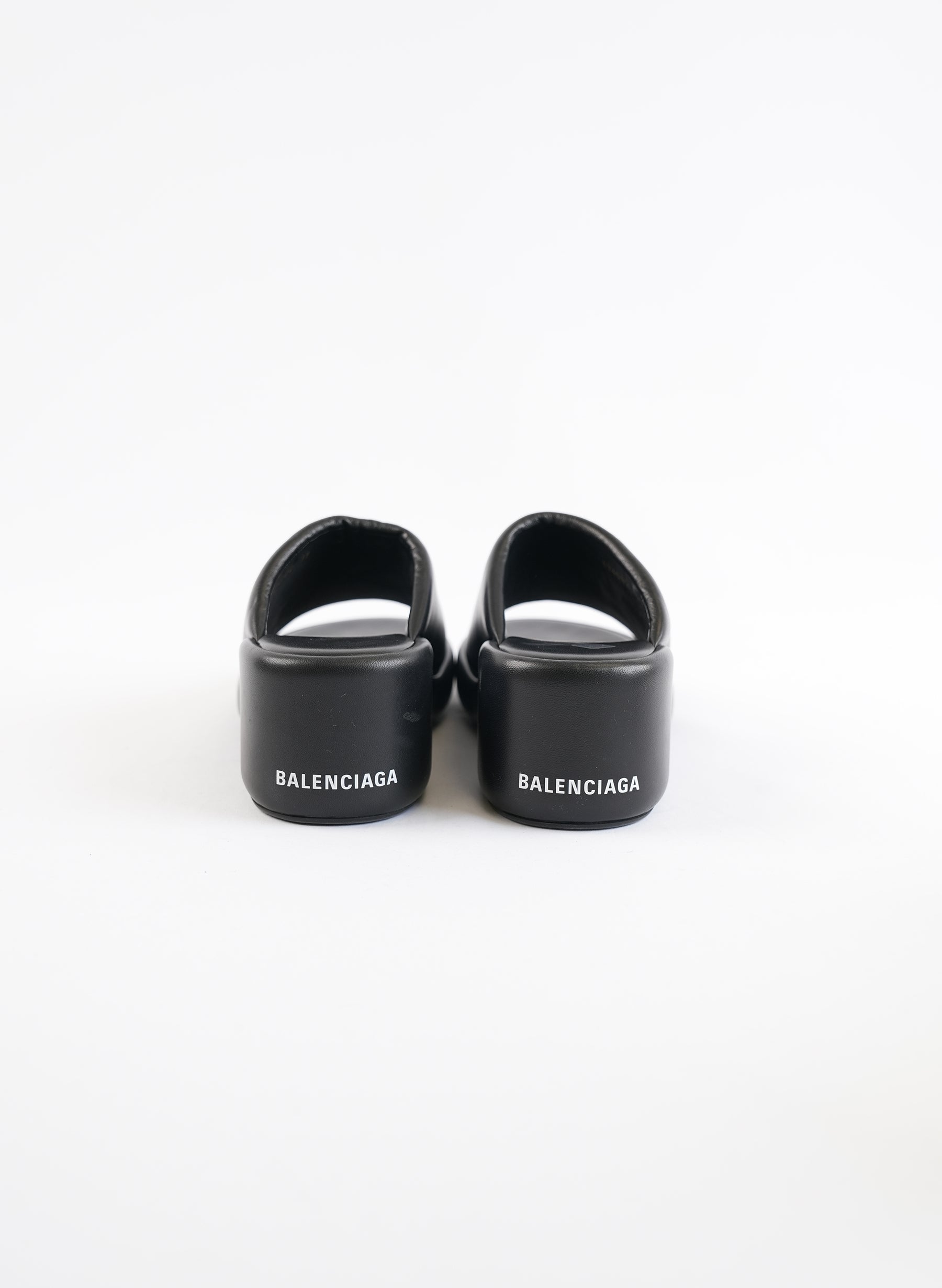 Sandales compensées Balenciaga Rise en cuir d'agneau noir