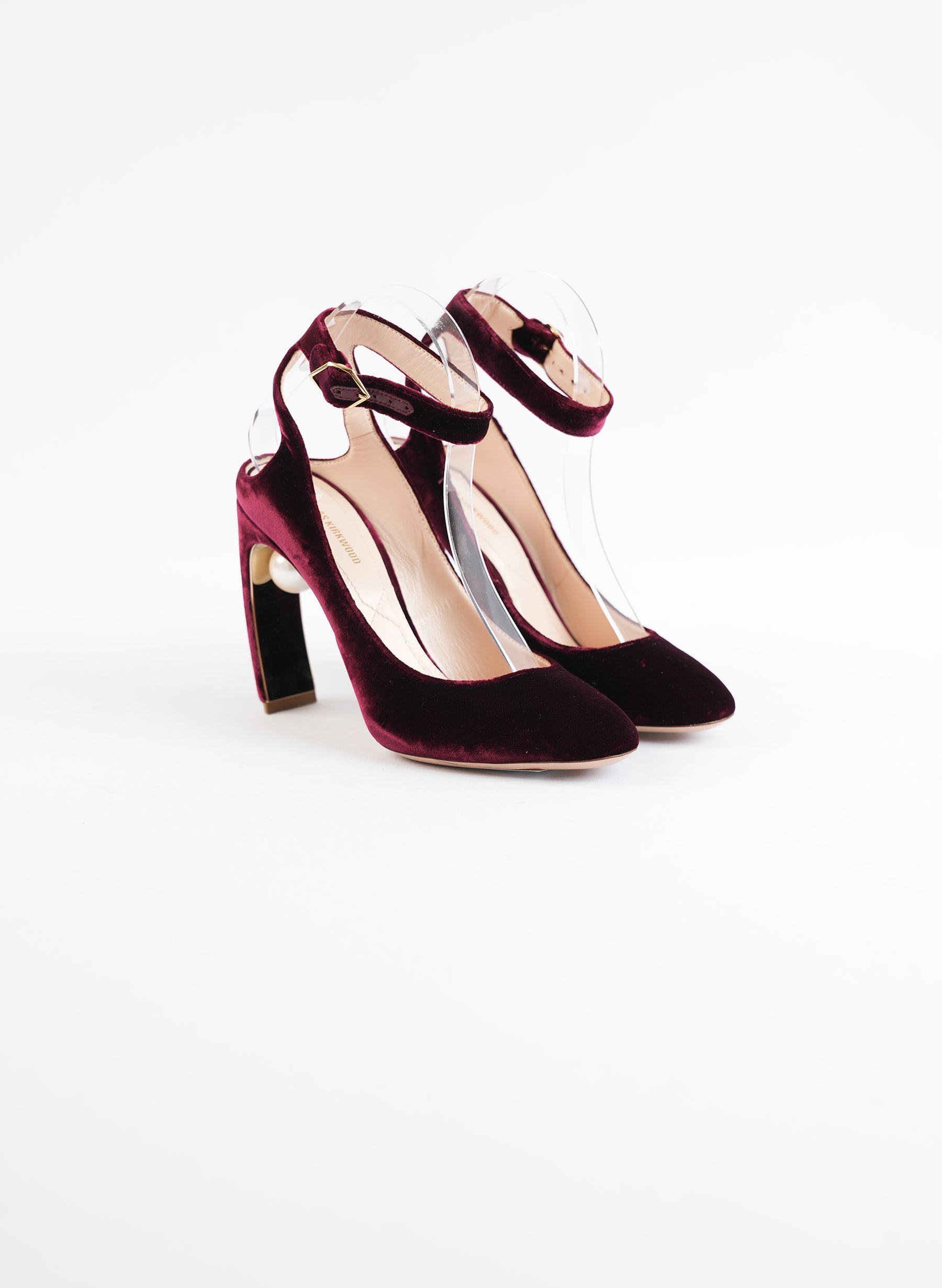 Escarpins Nicholas Kirkwood Lola Pearl en velours bordeaux