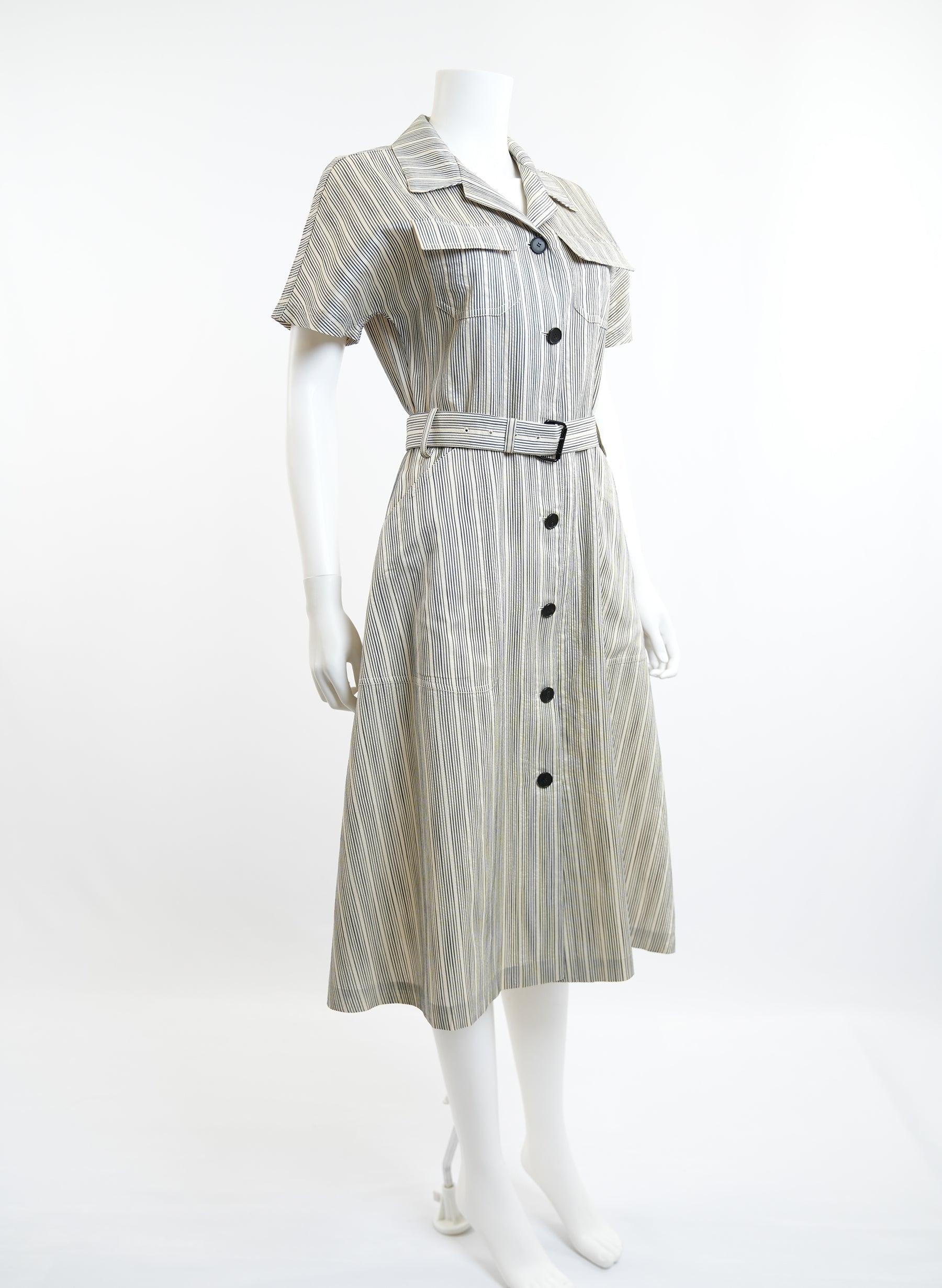 Christian Dior Striped Belt Dress