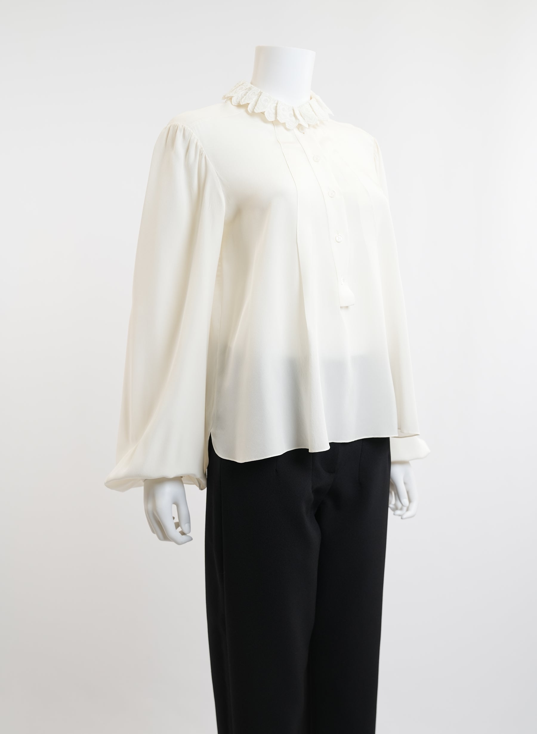 Col en dentelle à volants crème Chloé