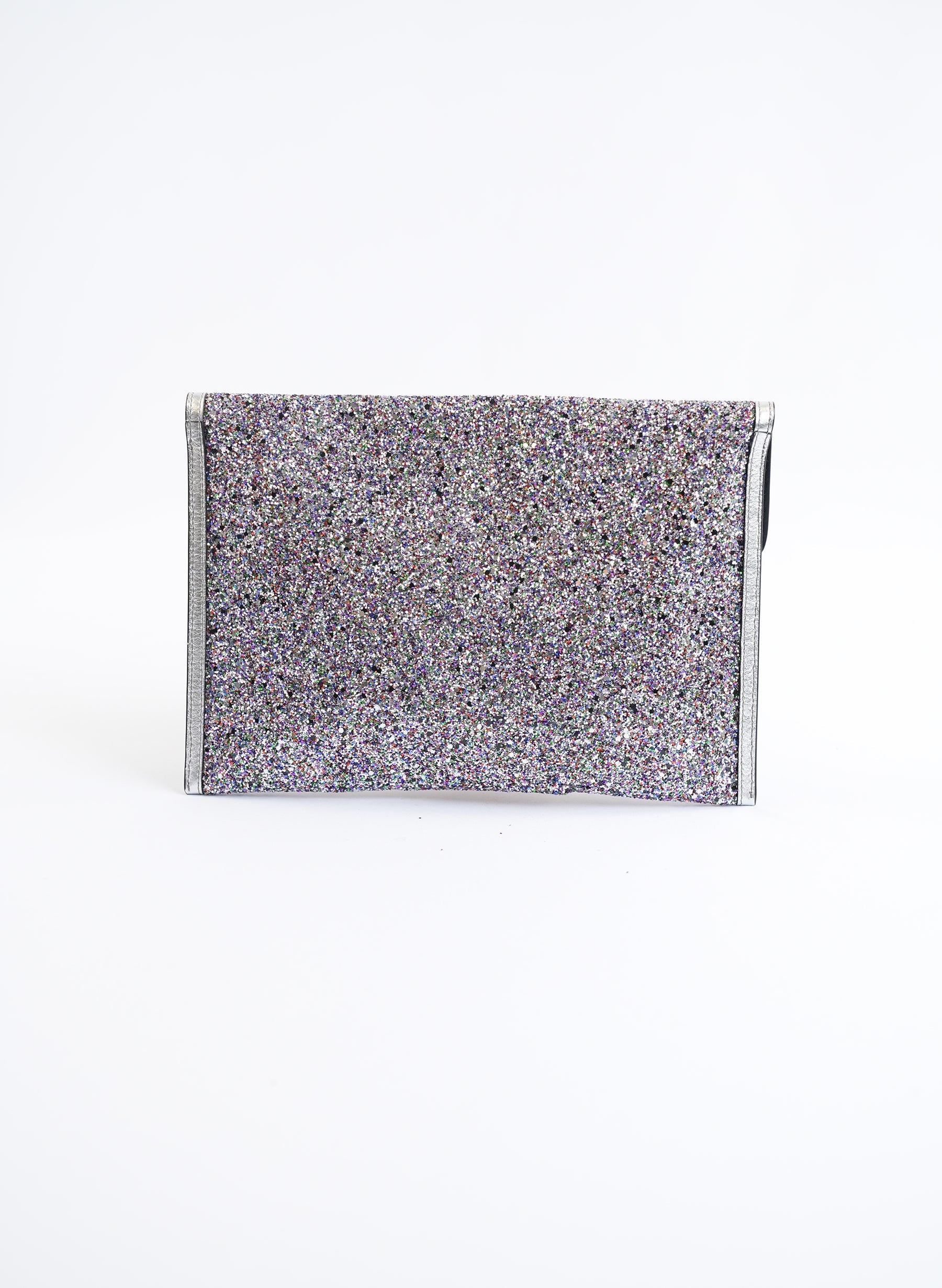 Pochette Alexander McQueen argentée à paillettes en forme de crâne