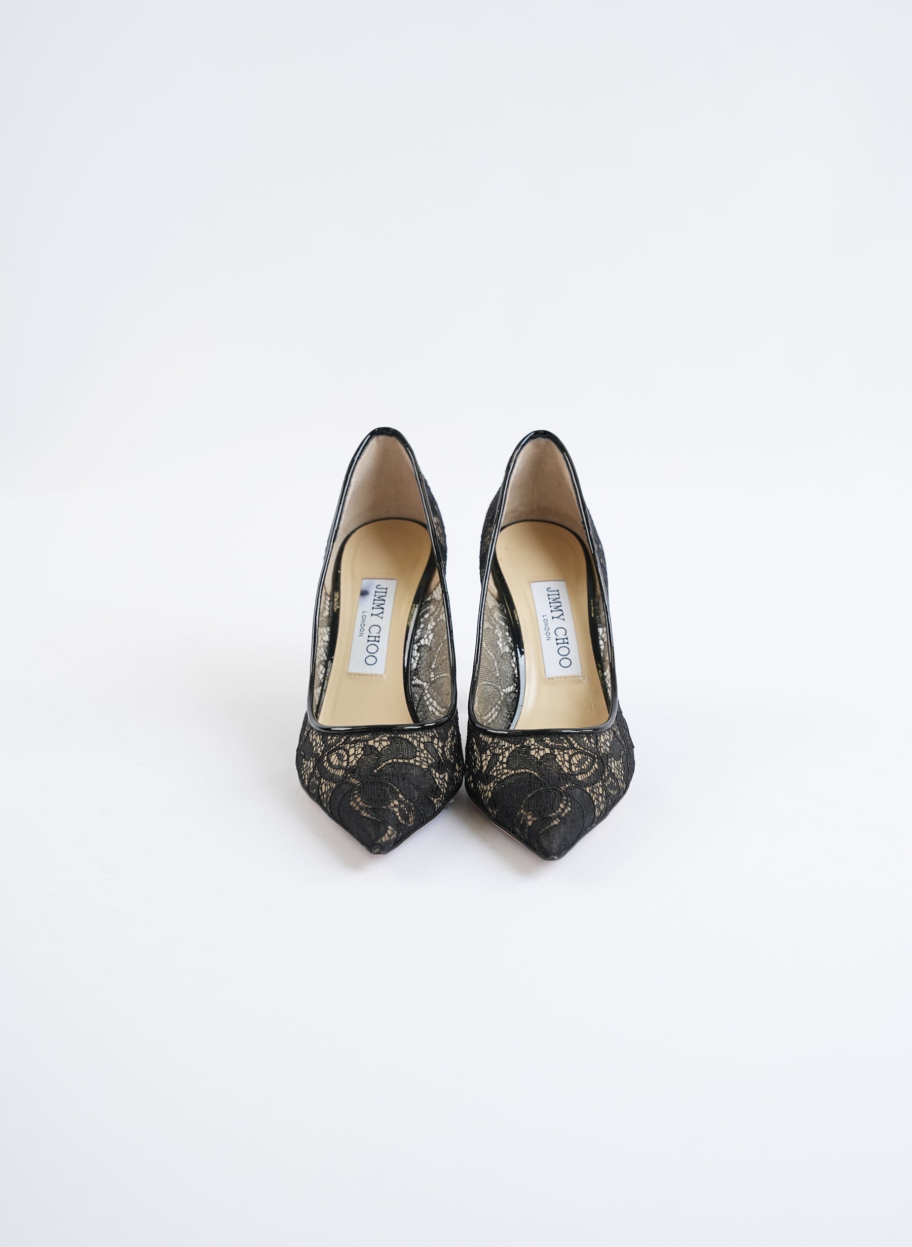 Escarpins Jimmy Choo noirs à bout pointu en dentelle