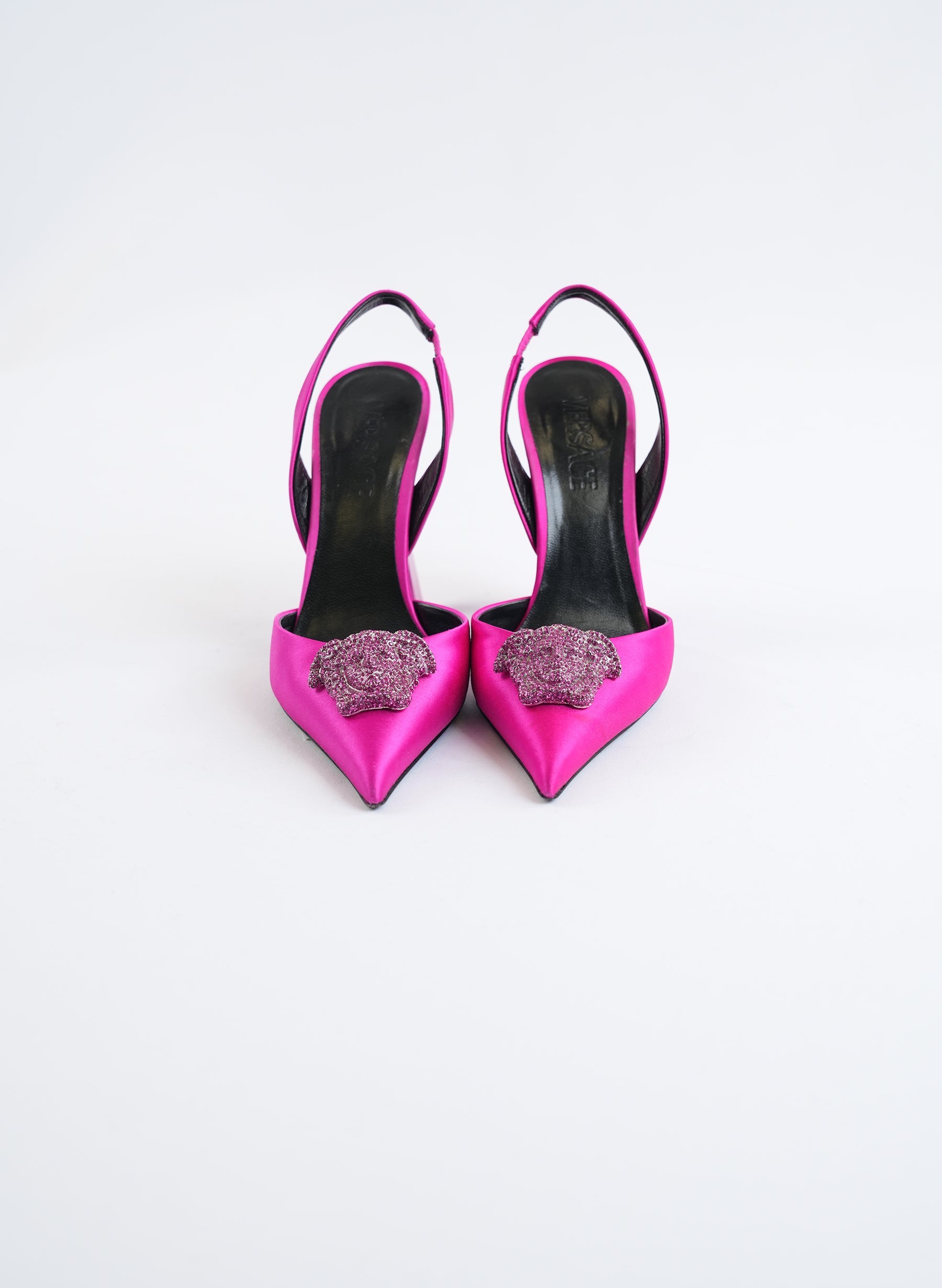 Escarpins Versace fuchsia à bride arrière