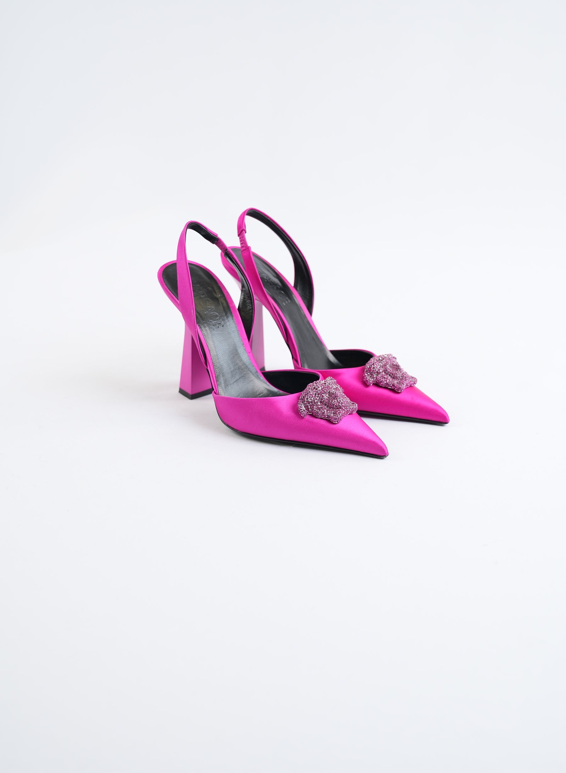 Escarpins Versace fuchsia à bride arrière