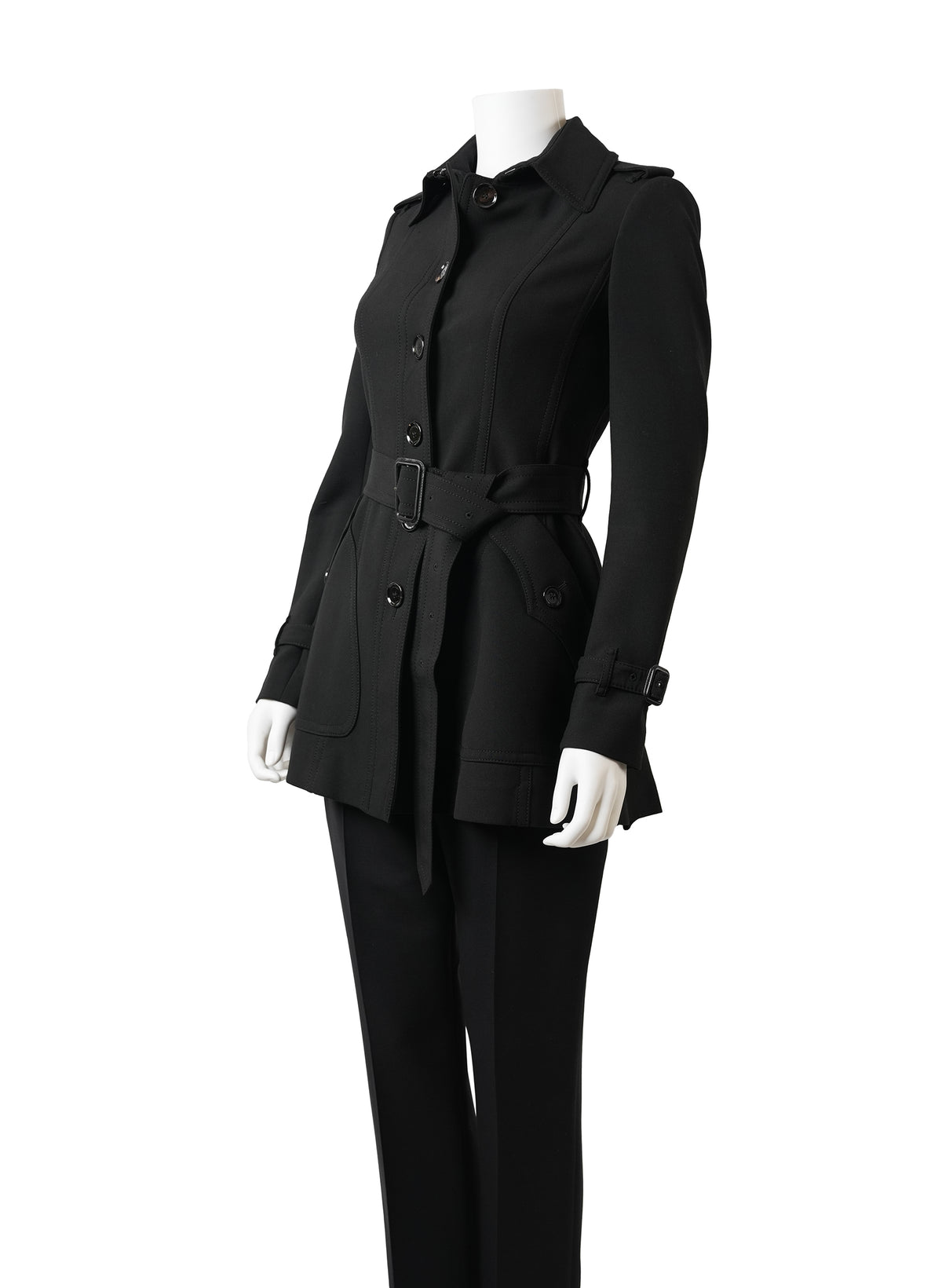 Manteau Burberry en laine noire ceinturé