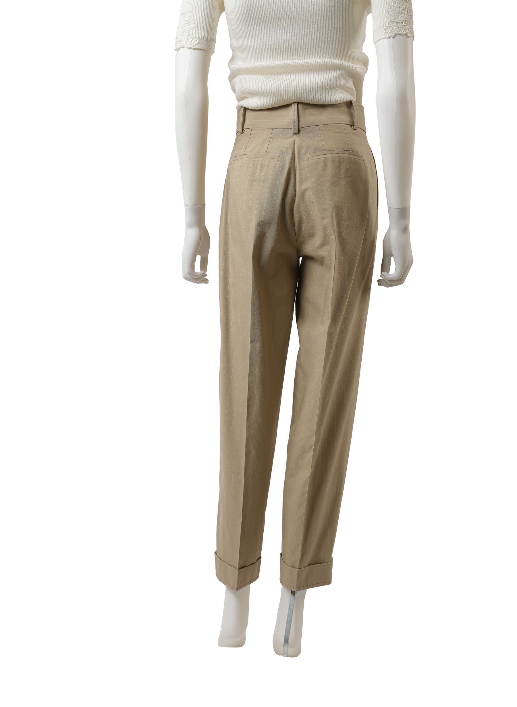 Pantalon droit court à fines rayures Chloé en mélange de coton