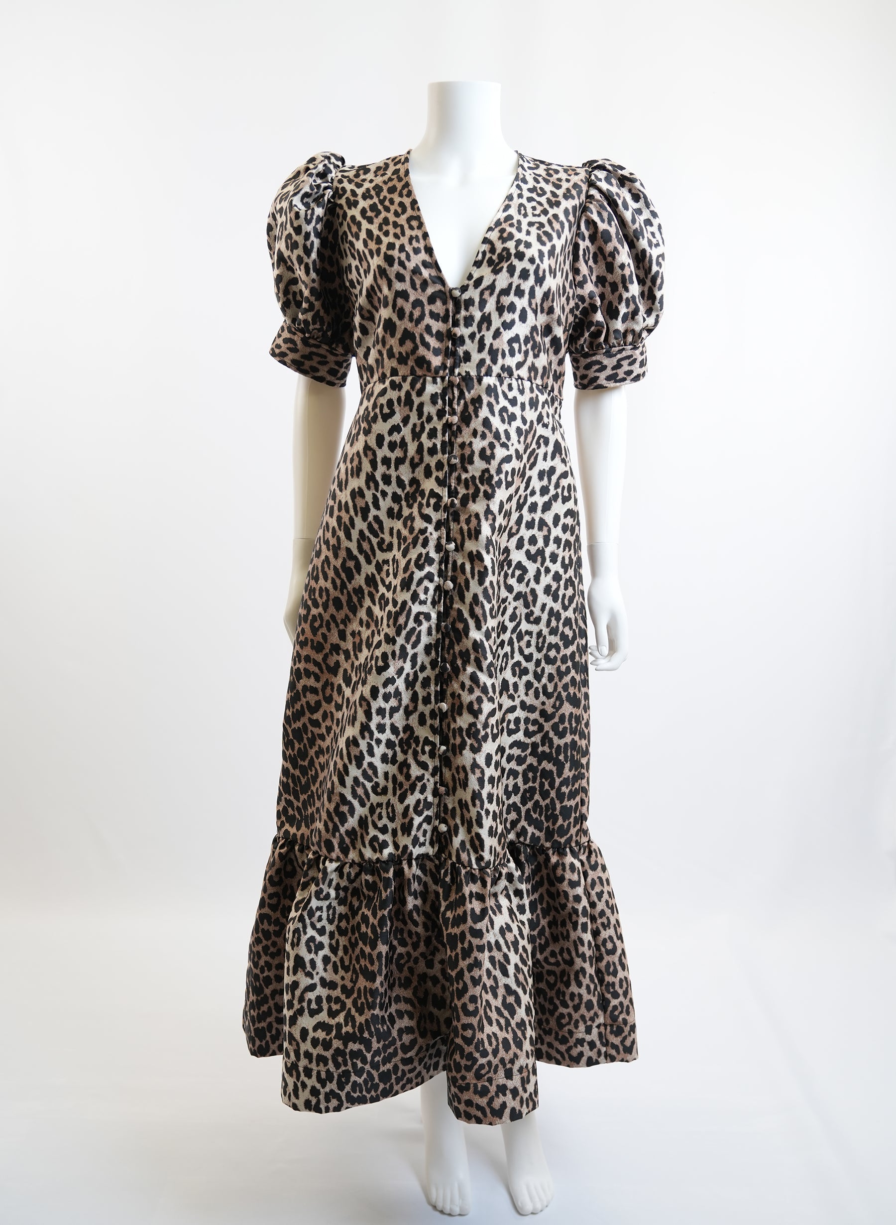 Ganni Re Cut Crispy Jacquard V Neck Maxi Dress