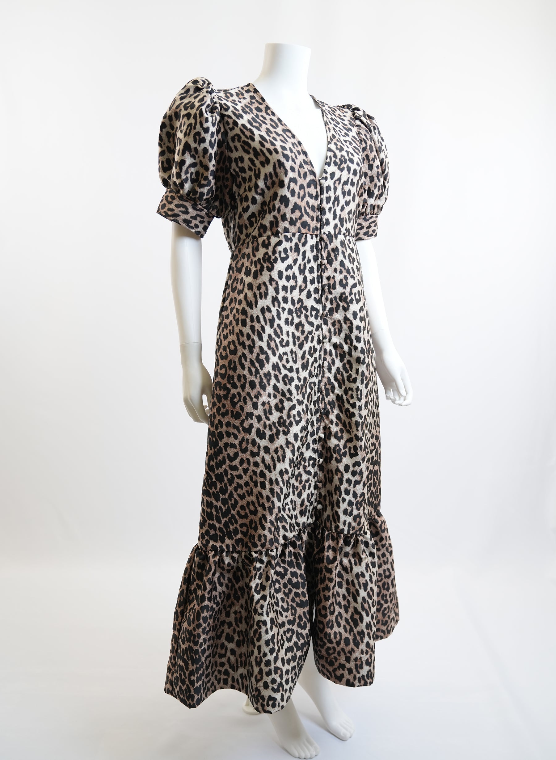 Ganni Re Cut Crispy Jacquard V Neck Maxi Dress