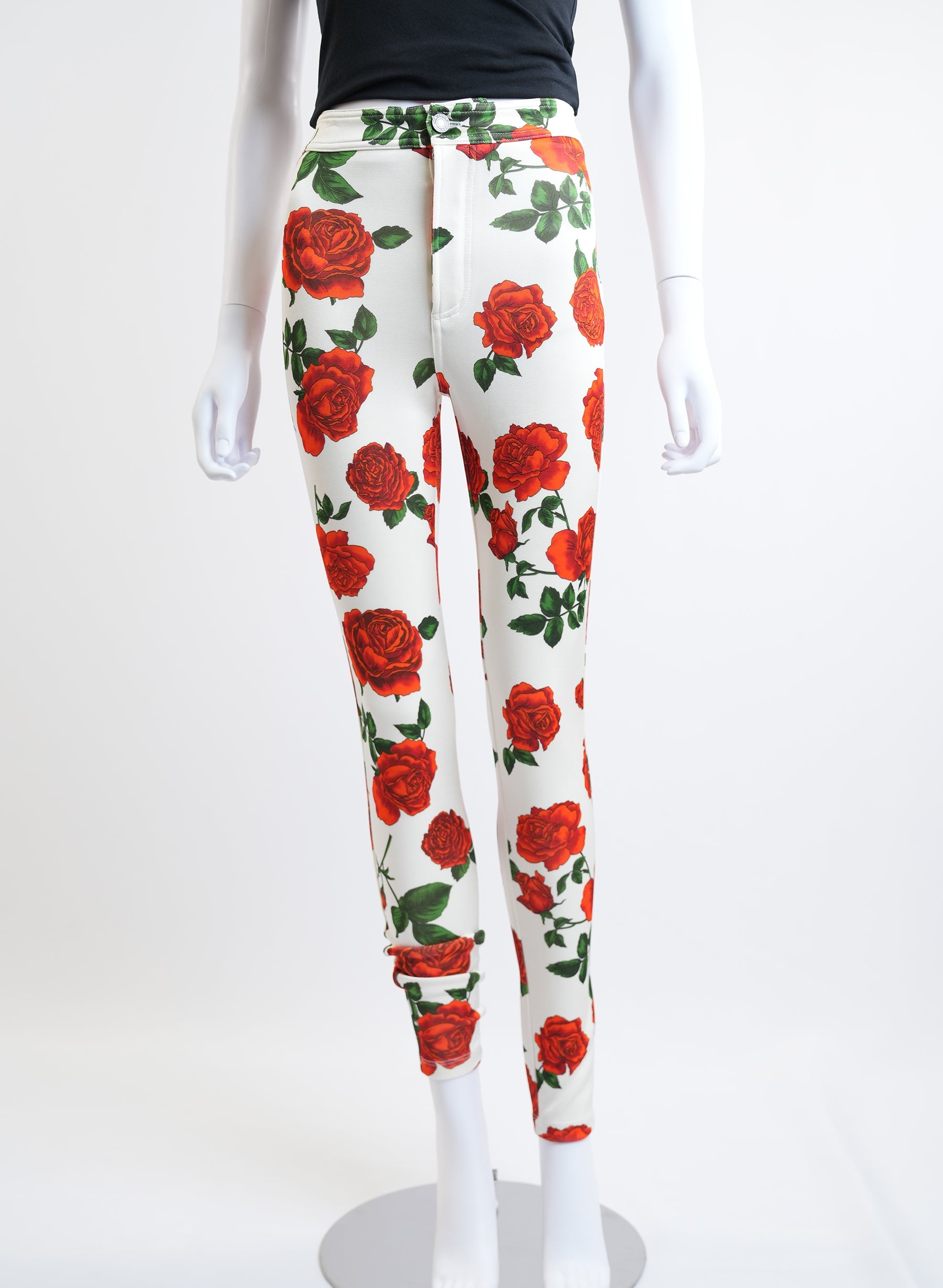 Saint Laurent Rose Print Skinny Fit Pants