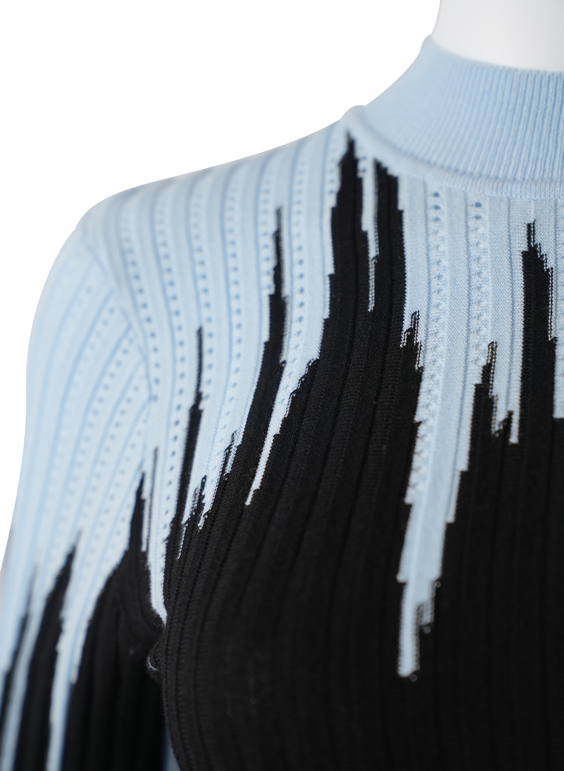 Robe en maille intarsia bleue Opening Cereman