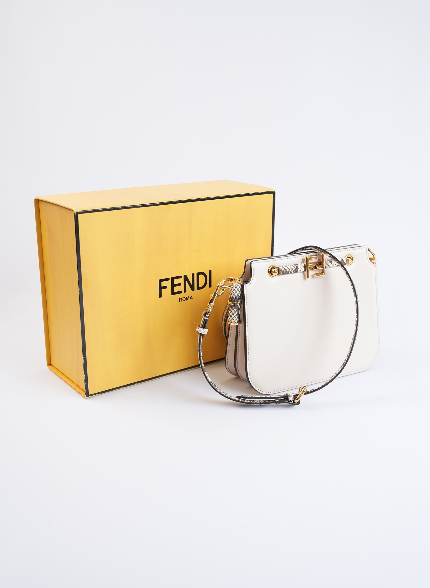 Sac bandoulière Fendi Touch en cuir de veau imprimé serpent