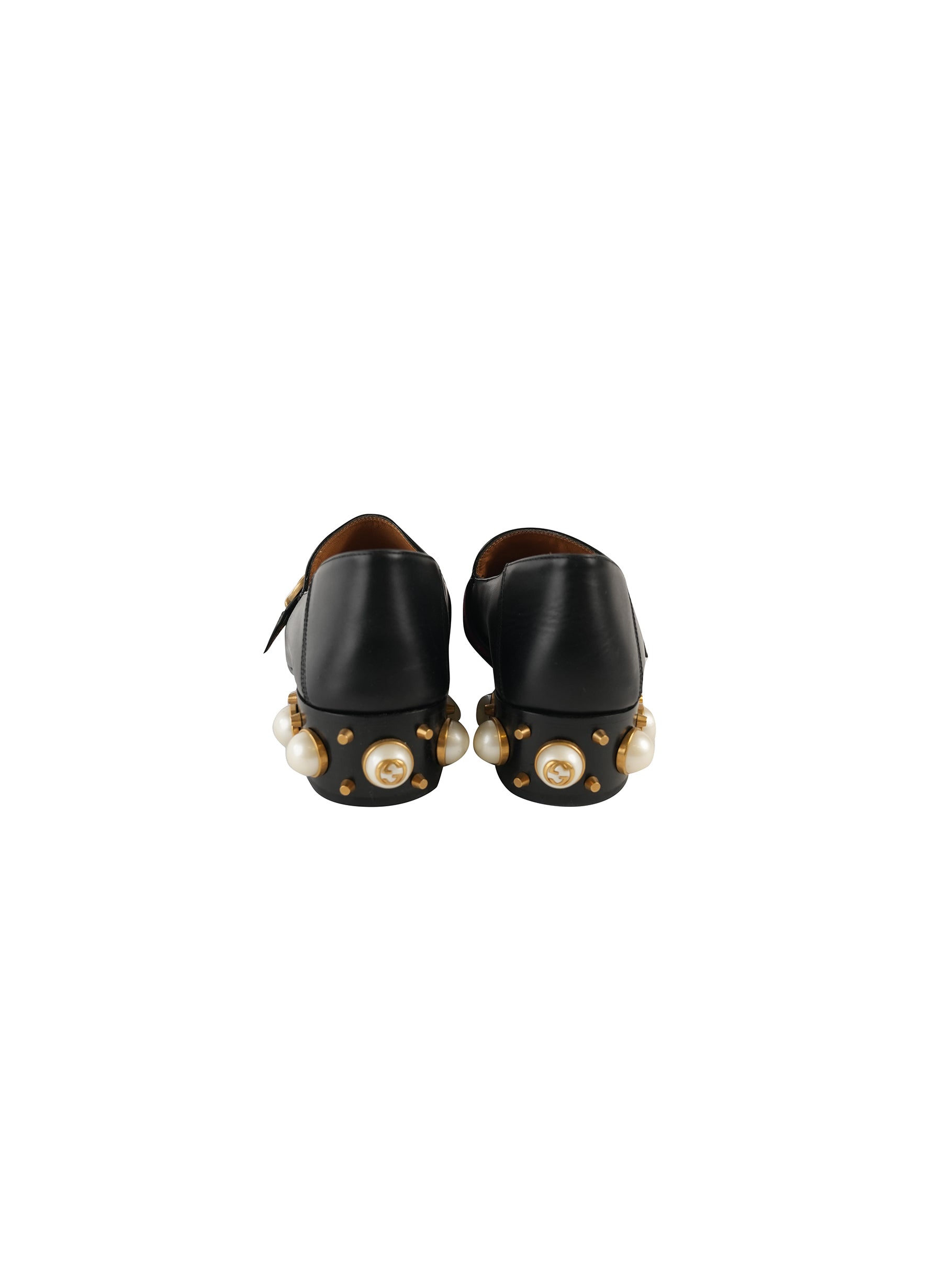 Mocassin Gucci Peyton GG en cuir noir orné de perles