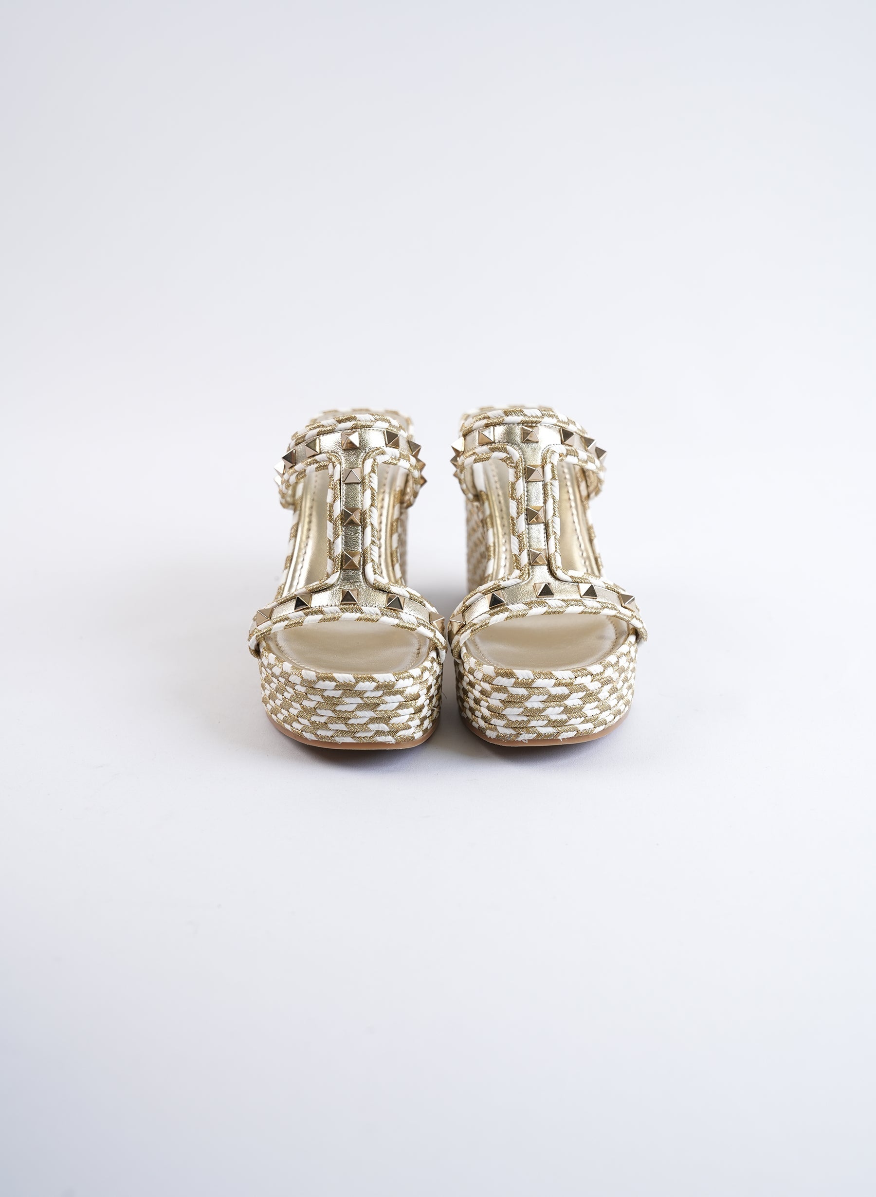 Sandales compensées Valentino Rockstud en nappa laminé