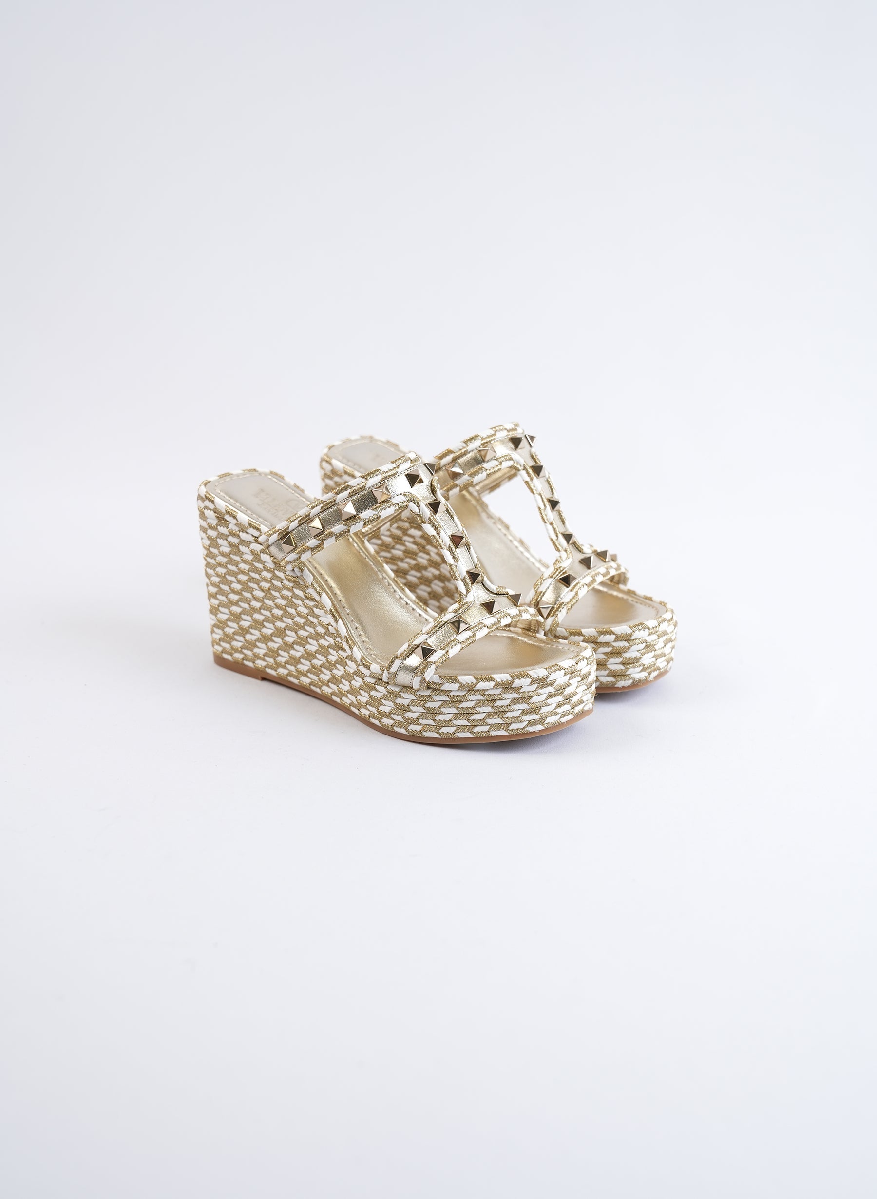 Sandales compensées Valentino Rockstud en nappa laminé