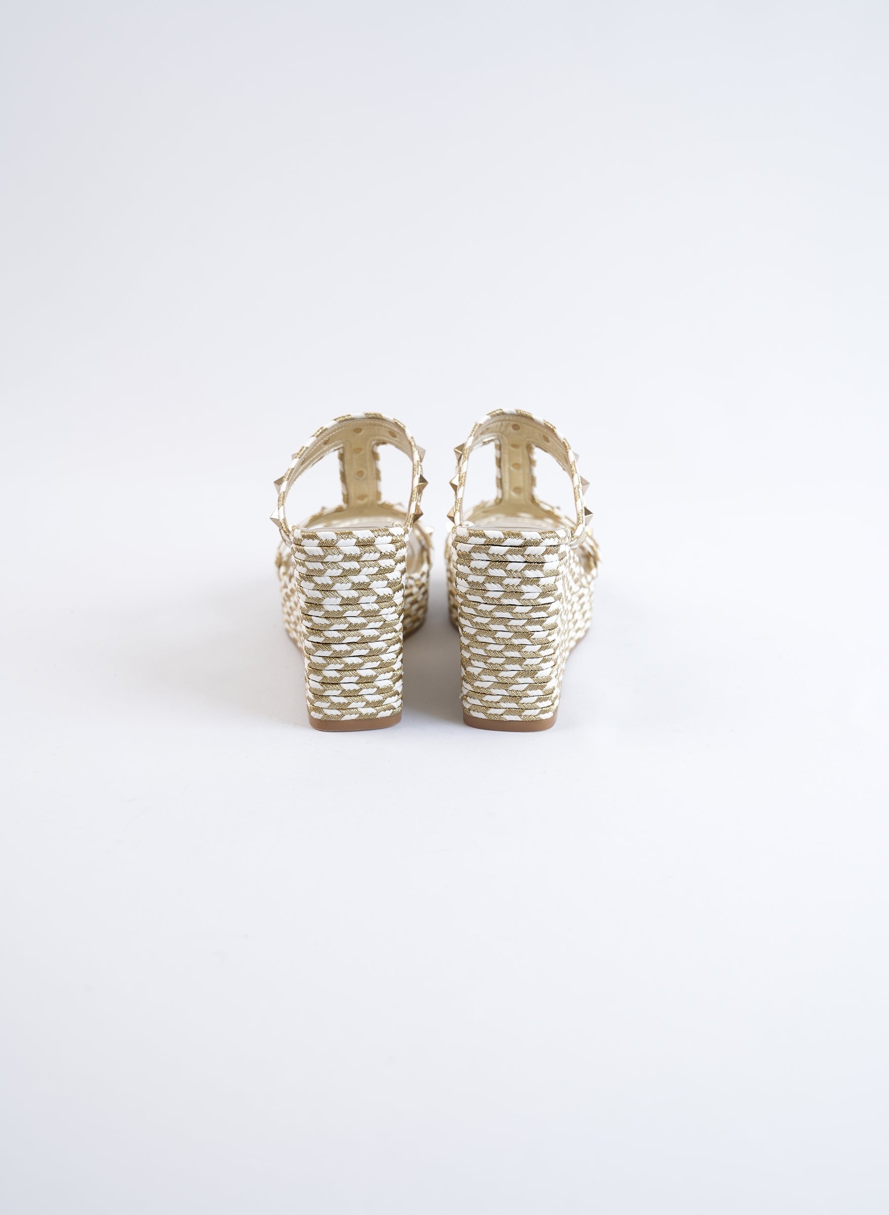 Sandales compensées Valentino Rockstud en nappa laminé