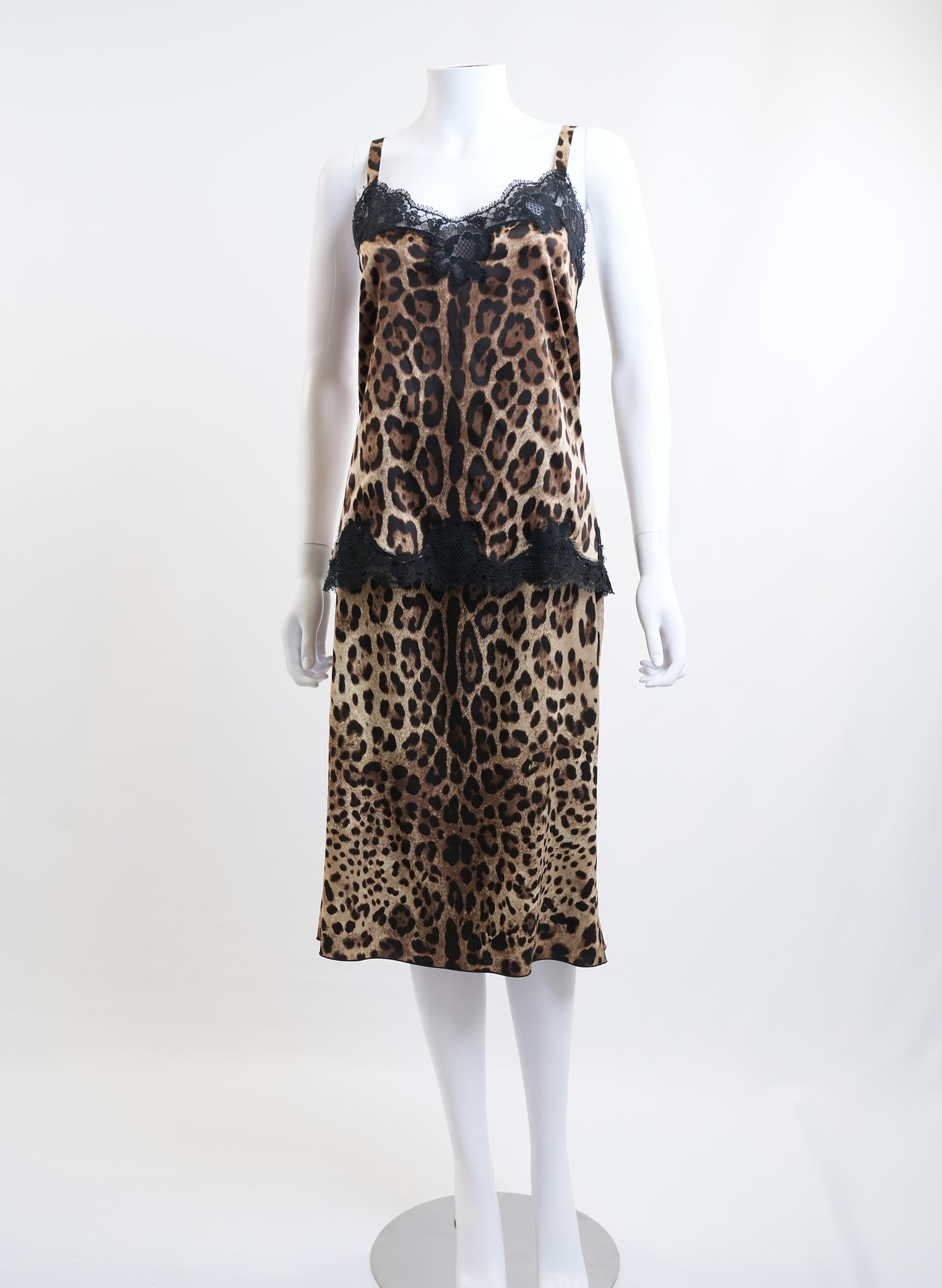 Dolce & Gabbana Print Lace Detailing Camisole and Skirt