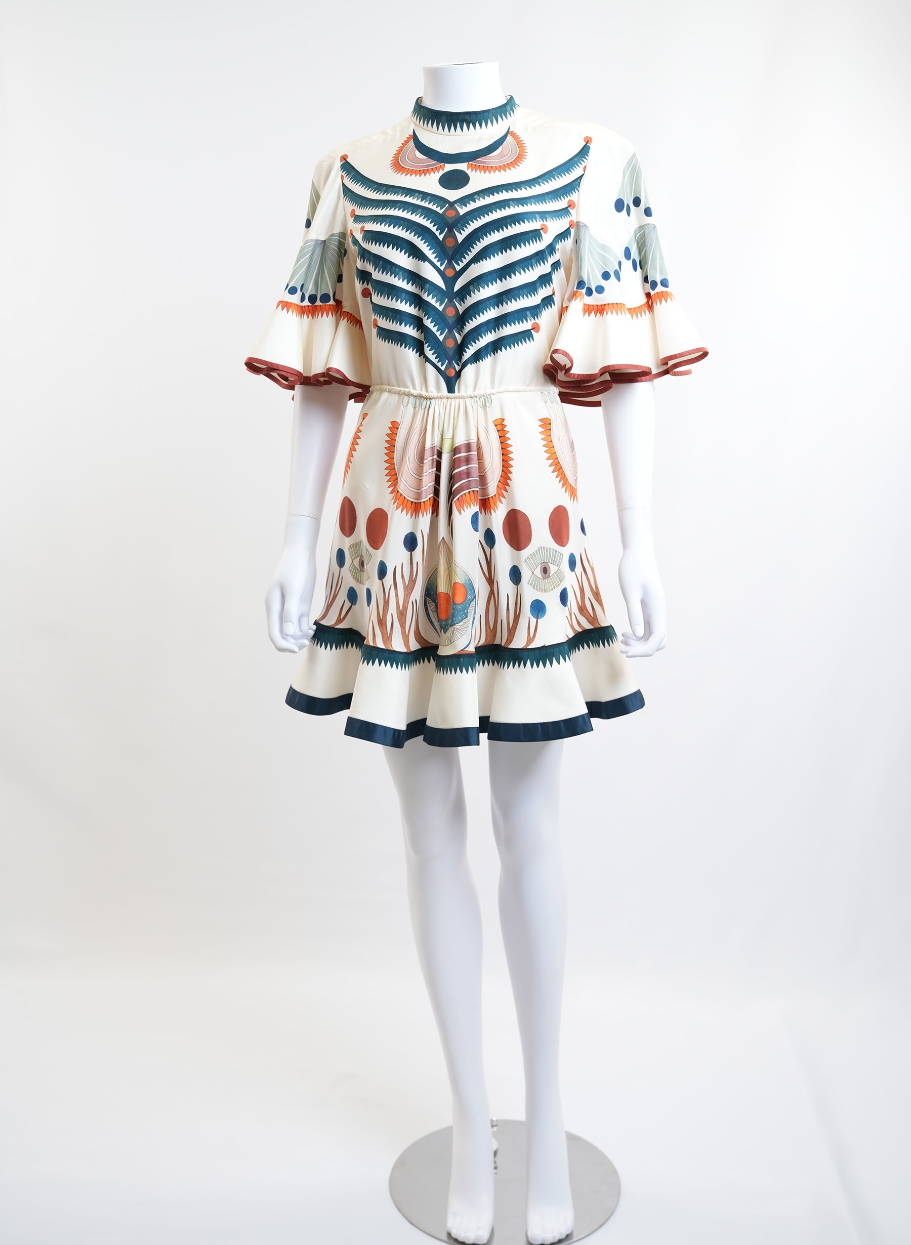 Chloe Ruffle Print Silk Dress