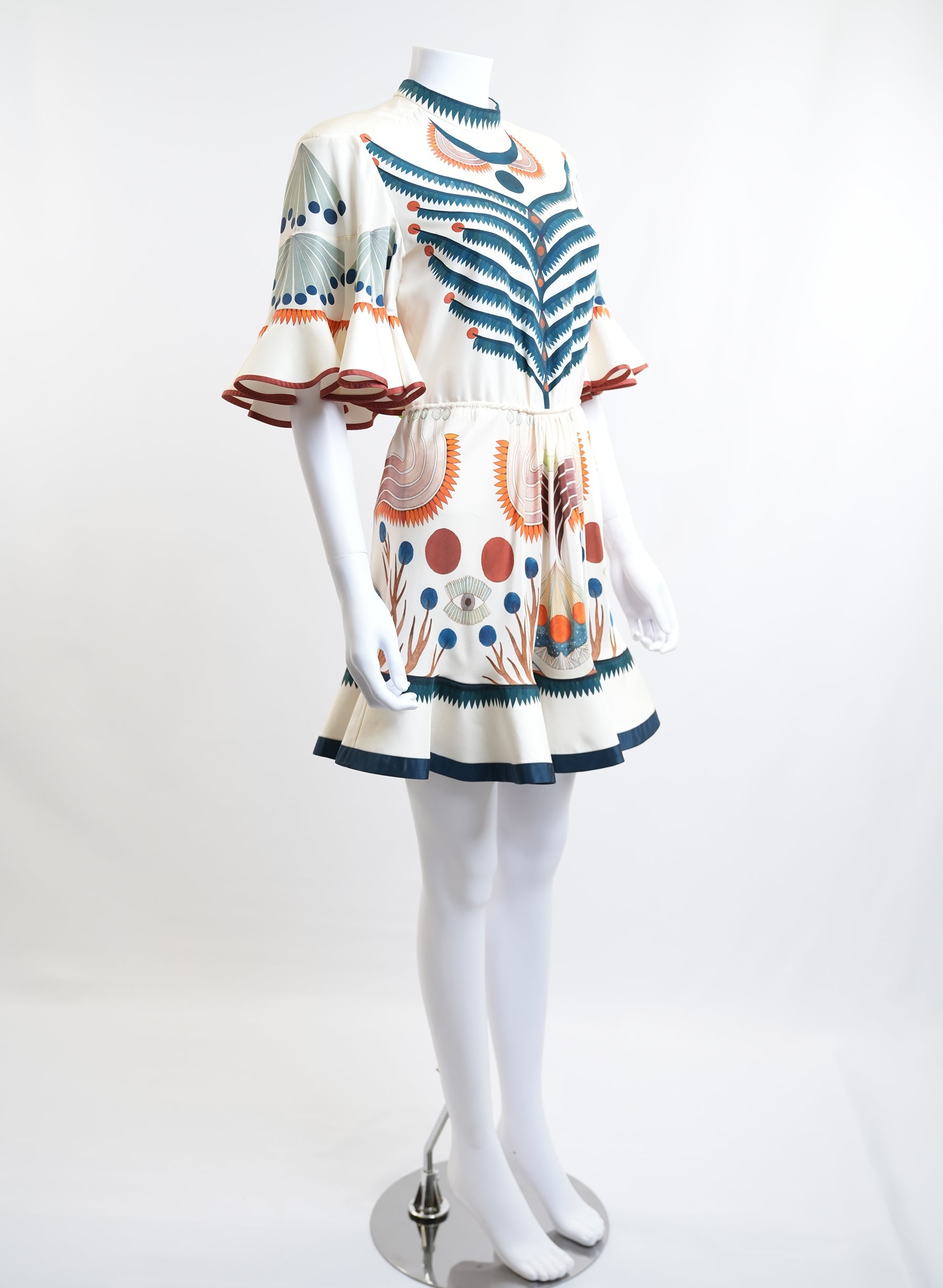 Chloe Ruffle Print Silk Dress