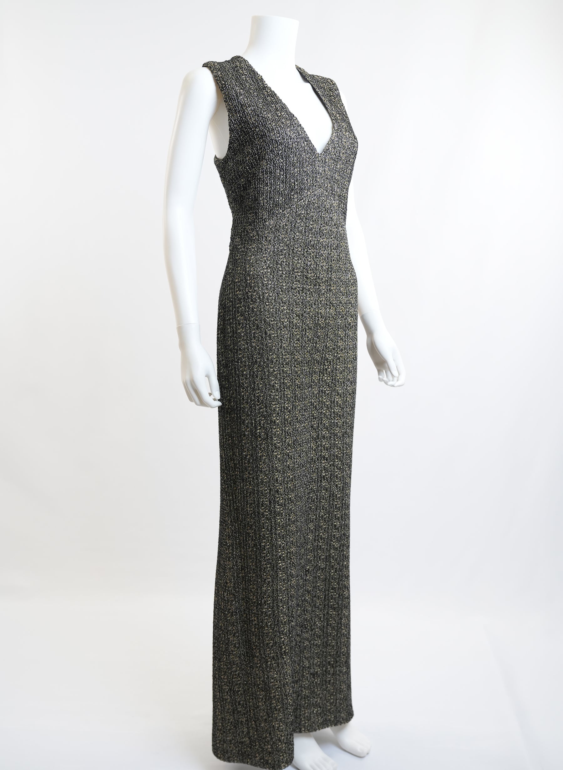 St. John Wool Blend Gold Caviar Metallic Dress