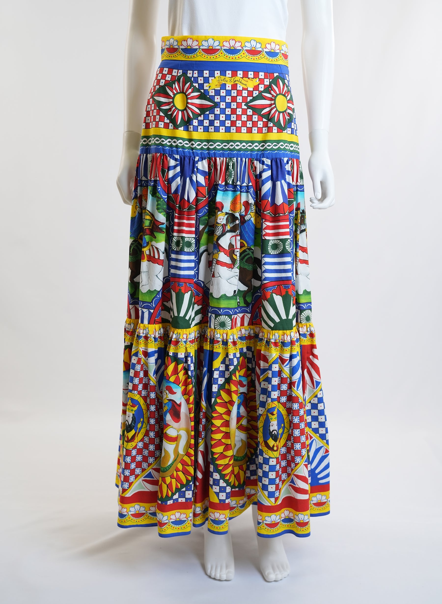 Dolce & Gabbana Carretto Print Poplin Maxi Skirt